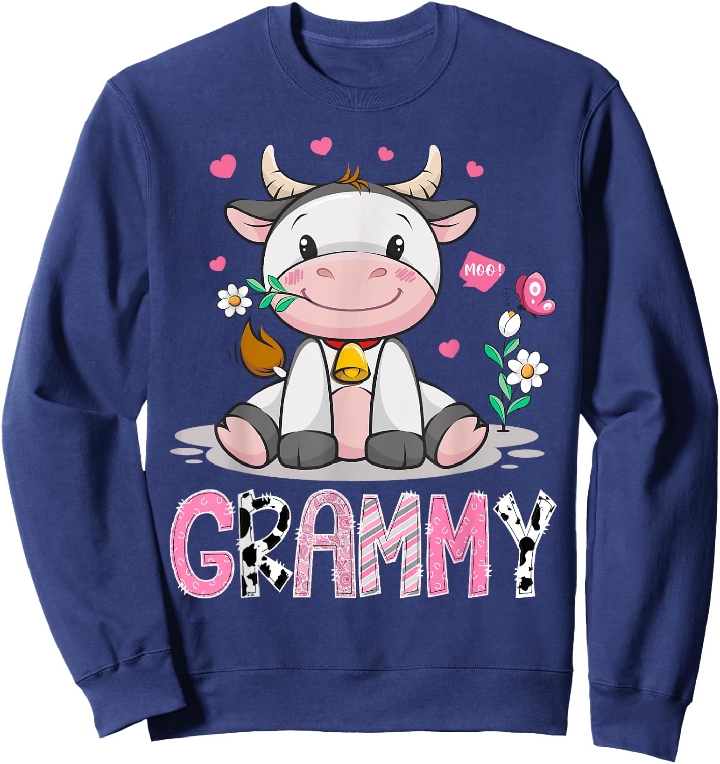 Grammy Cute Cow Moo Farmer Birthday Family Matching Sweatshirt - Sweatshirt | Navy