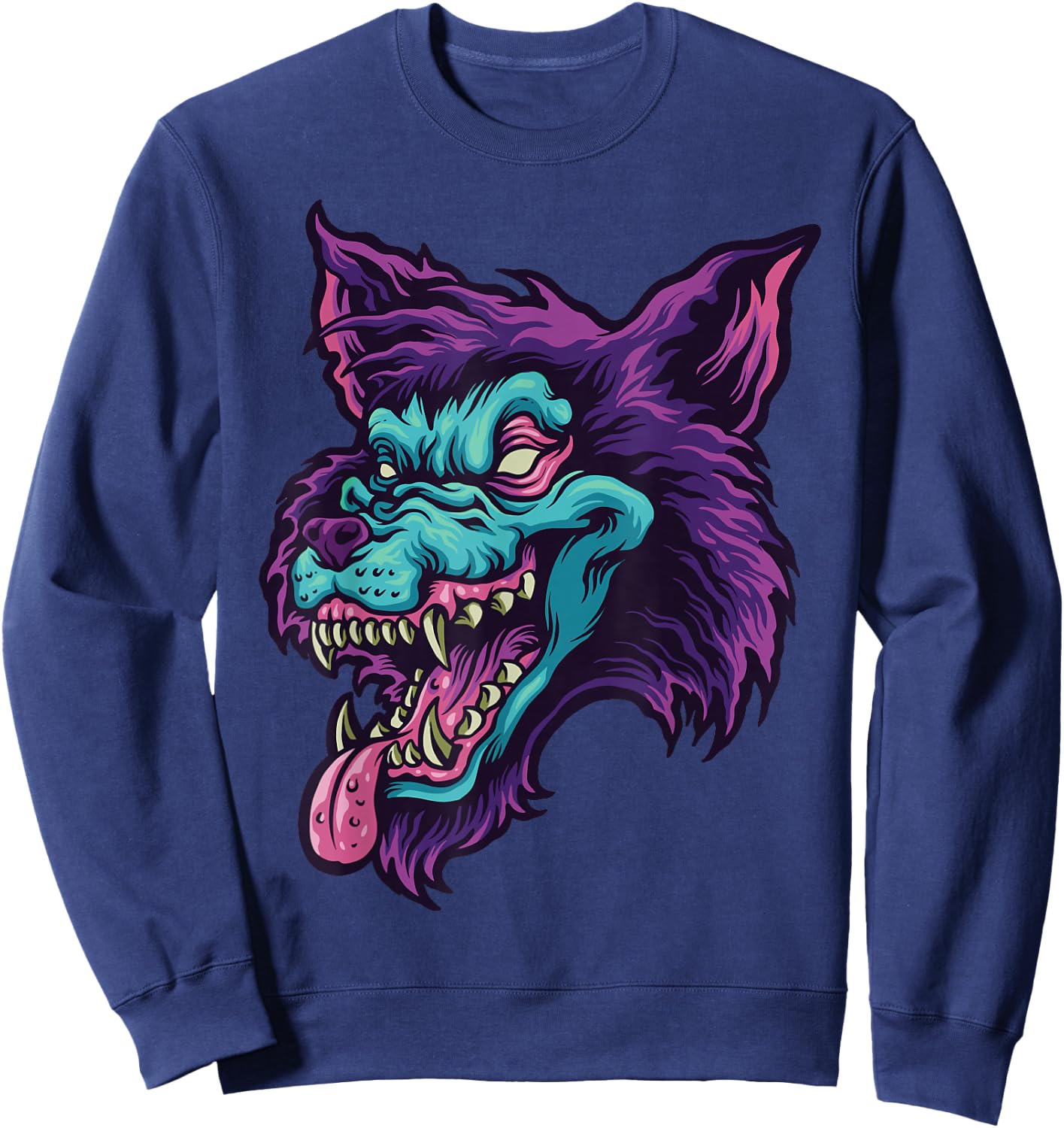 Werewolf Face Gifts for Lovers Wolf or Wolves Sweatshirt - Sweatshirt | Navy