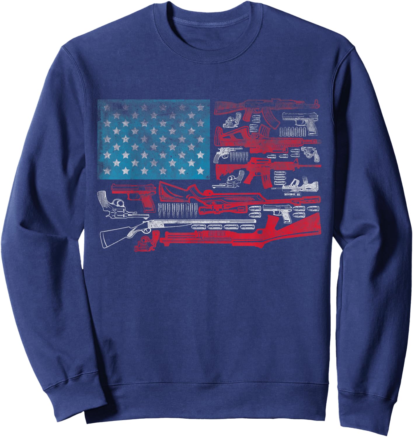 American Flag Guns Riffles Bullets US Flag Weapon Ammo Lover Men Sweatshirt - Sweatshirt | Navy