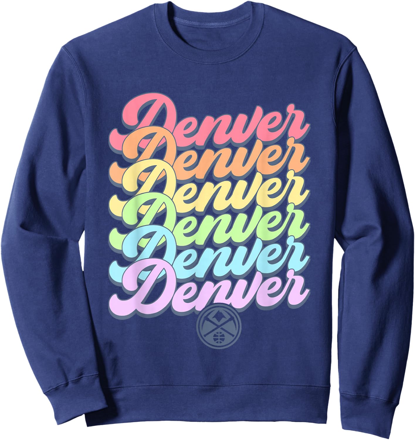 NBA Denver Nuggets Pastel Rainbow Pride Stack Sweatshirt - Sweatshirt | Navy