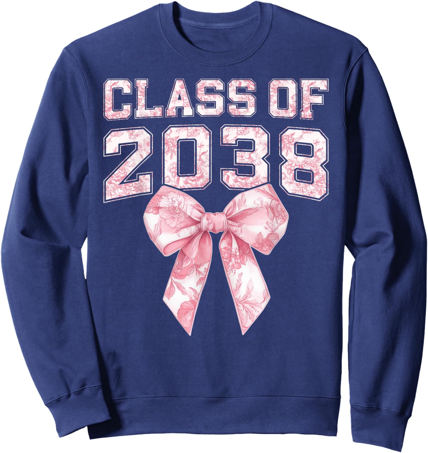 Coquette Bow Preppy Class of 2038 Girly Girl 2038 Graduation Sweatshirt - Sweatshirt | Navy