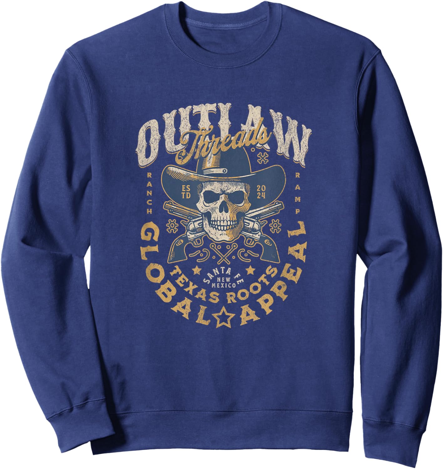 Outlaw Threads - Cowboy Skull Dead Revolver Skeleton Sweatshirt - Sweatshirt | Navy