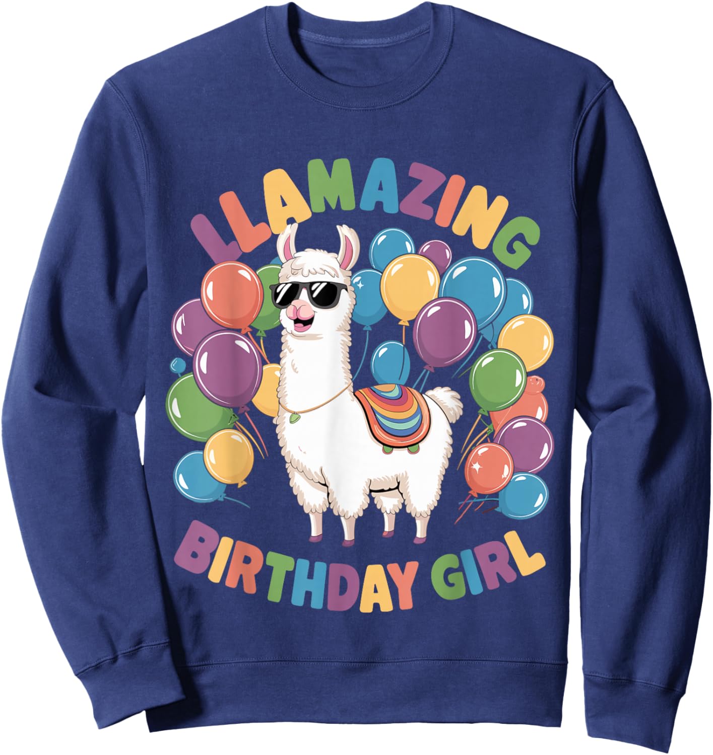 Llama Birthday LLamazing Party Alpaca Balloons Sweatshirt - Sweatshirt | Navy