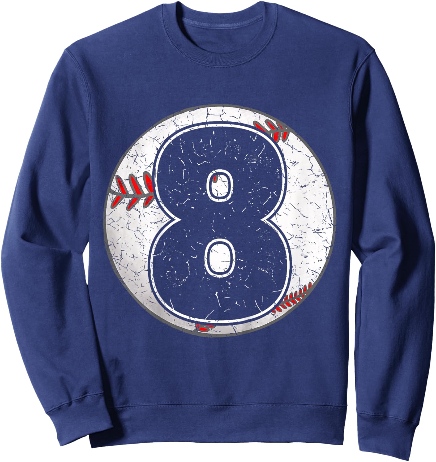 Kids Birthday Boy 8 Eight Baseball 8th Birthday Baseball Player Sweatshirt - Sweatshirt | Navy
