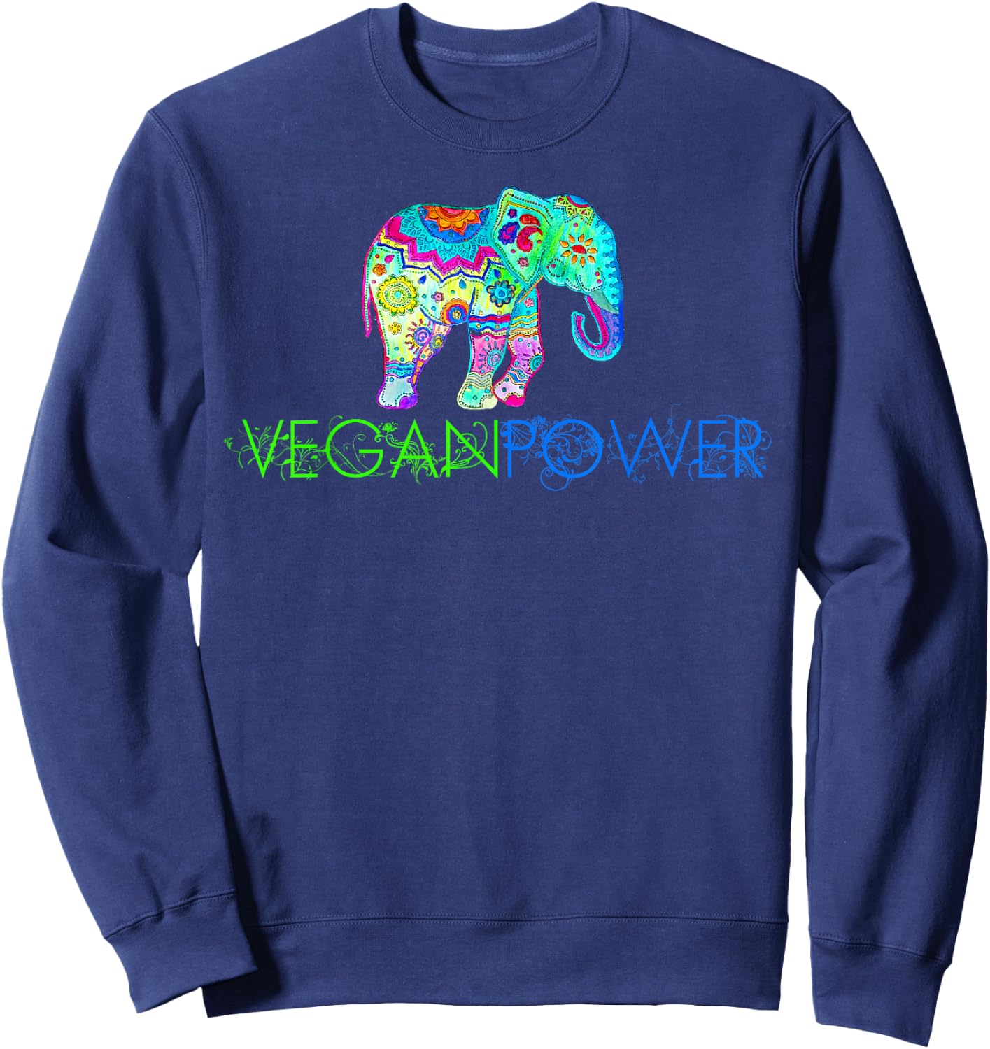 Vegan Power Elephant Mandala, Vegan Gifts 2023 2024 Sweatshirt - Sweatshirt | Navy