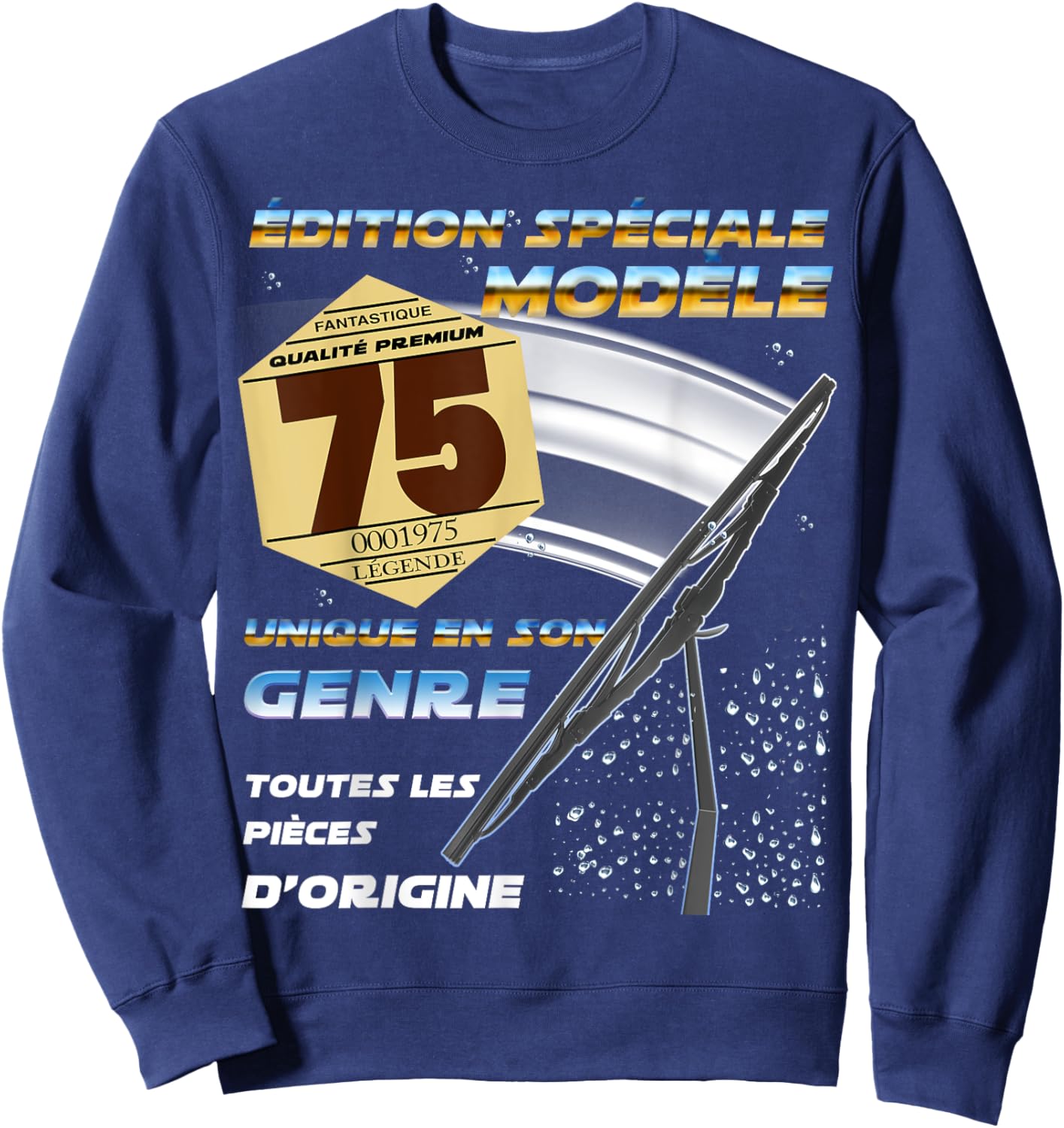 Birthday 50 Years Man Woman Vignette Auto 75 1975 , Black, S Sweatshirt - Sweatshirt | Navy
