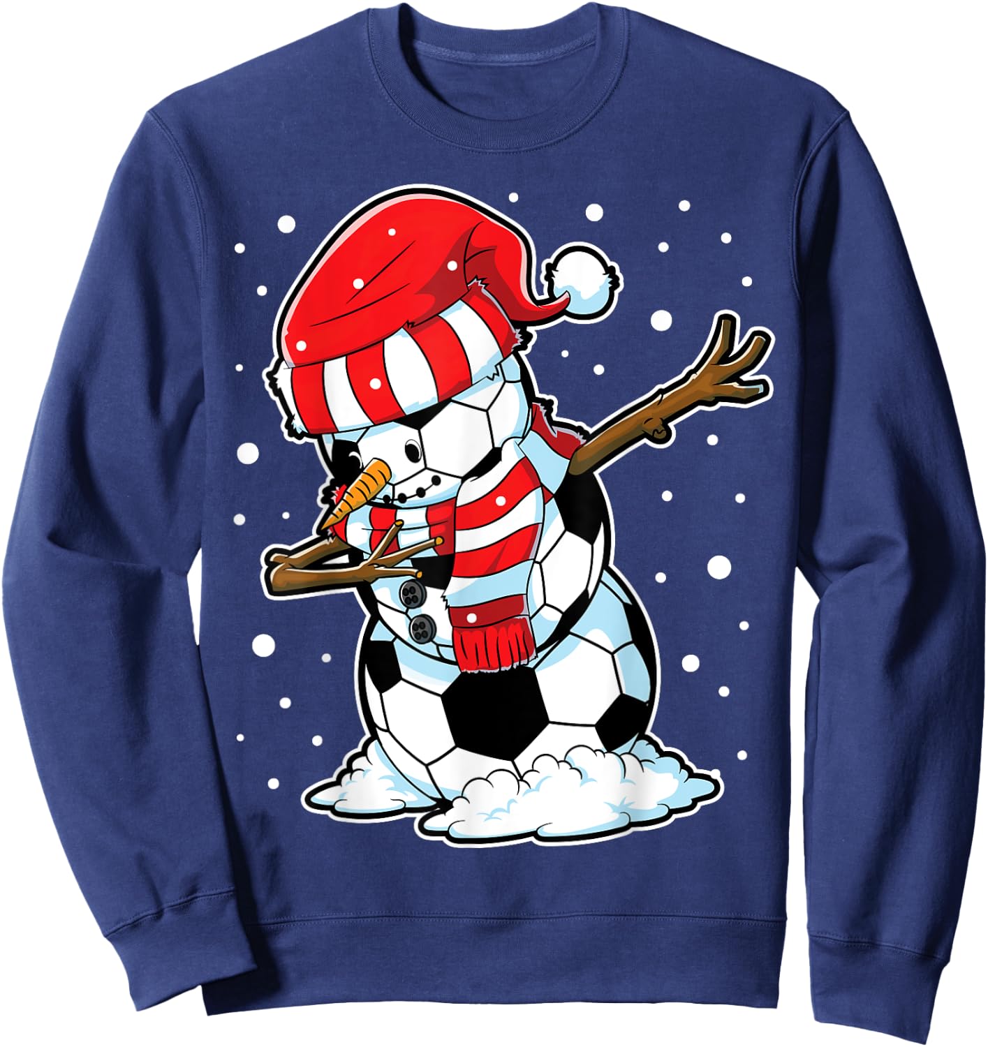 Soccer Christmas Snowman Dabbing Ball Santa Boys Girls Men Sweatshirt - Sweatshirt | Navy