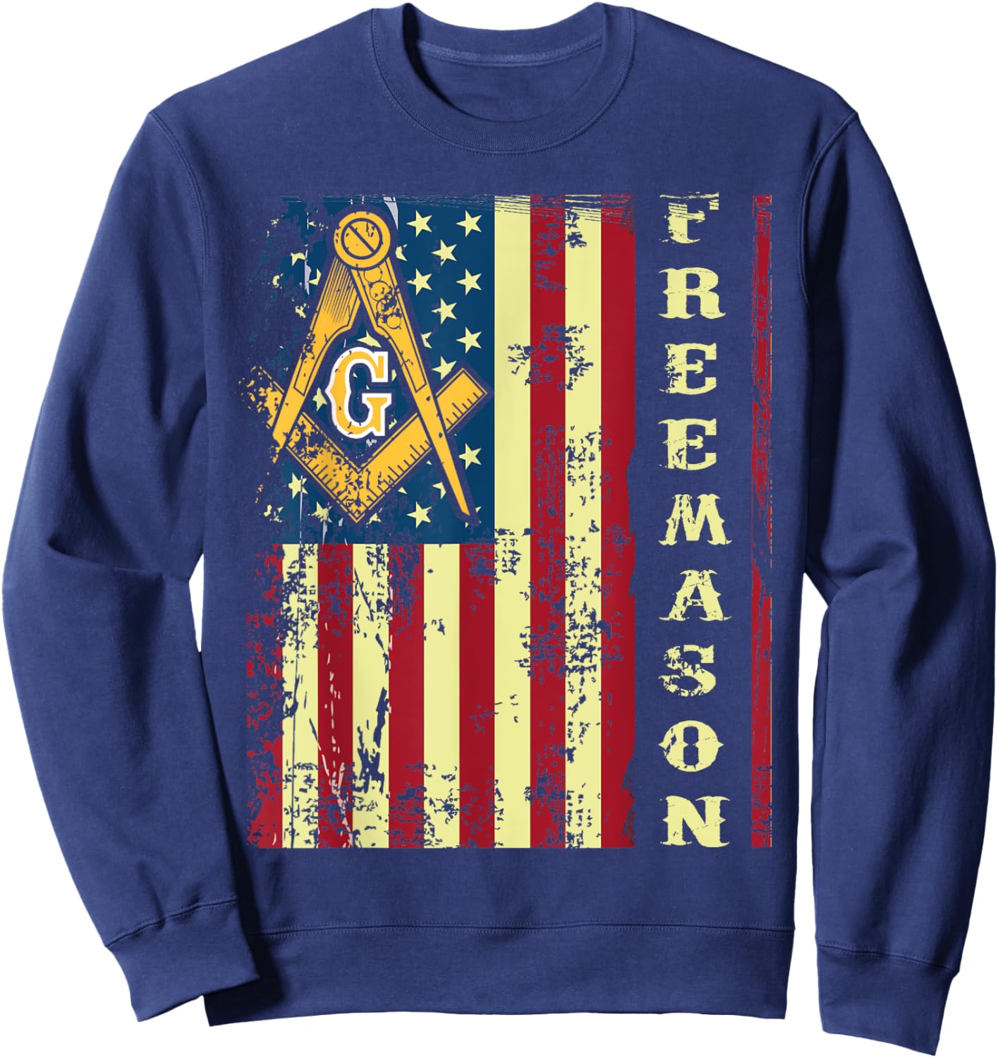 Freemason US Flag 4th of July Independence Parents' Day Sweatshirt - Sweatshirt | Navy