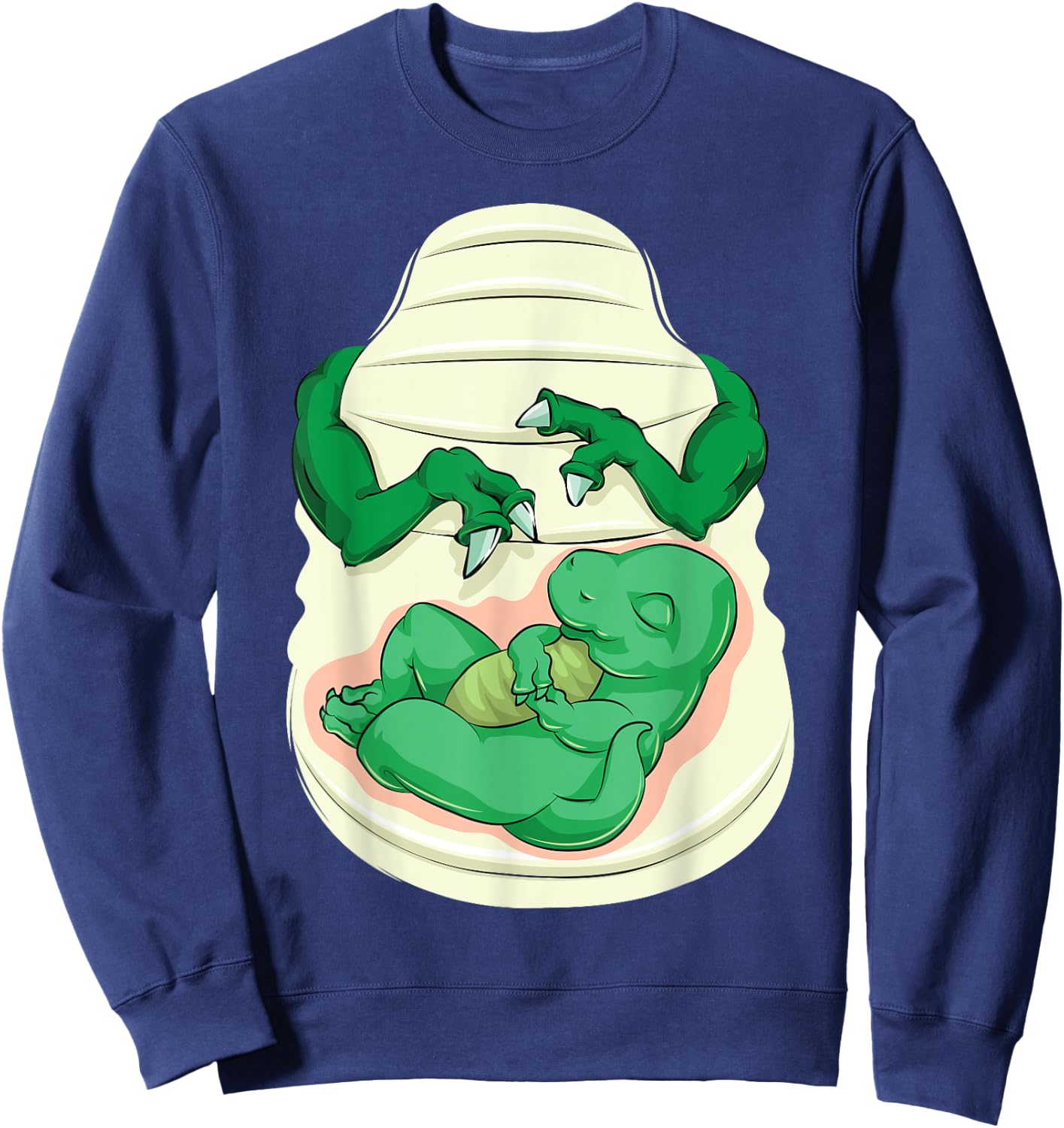 Cool Pregnant Dinosaur Halloween Costume Funny Lazy DIY Gift Sweatshirt - Sweatshirt | Navy