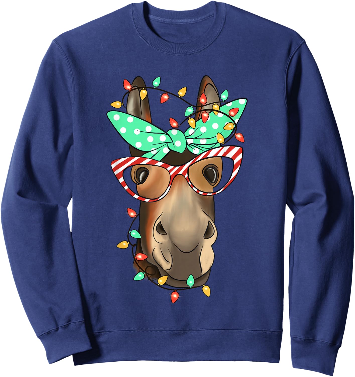 Funny Donkey Farmer Women Girls Family Christmas Sweatshirt - Sweatshirt | Navy