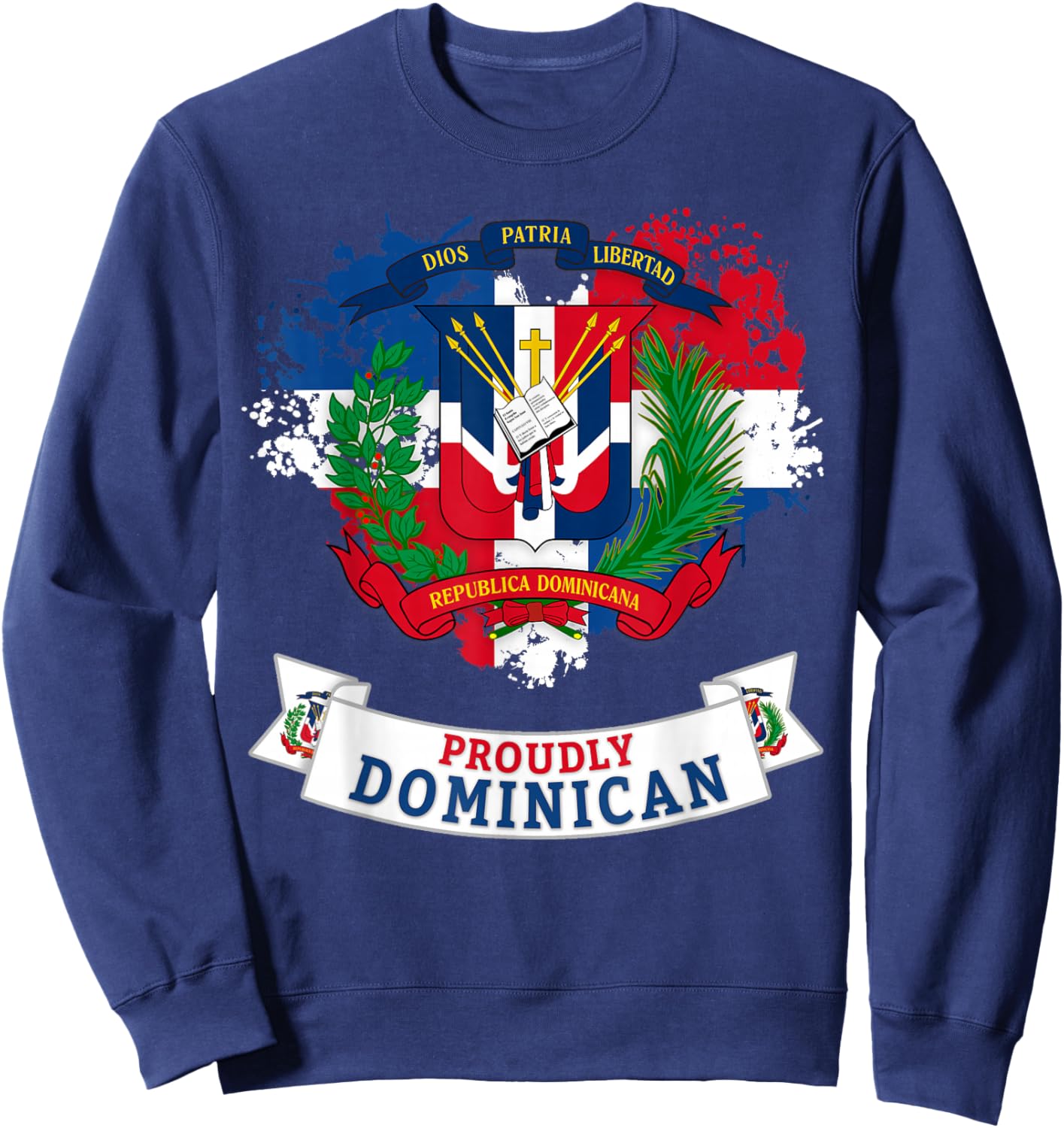 Coat of Arms Republica Dominicana For Kids & Dominican Flag Sweatshirt - Sweatshirt | Navy