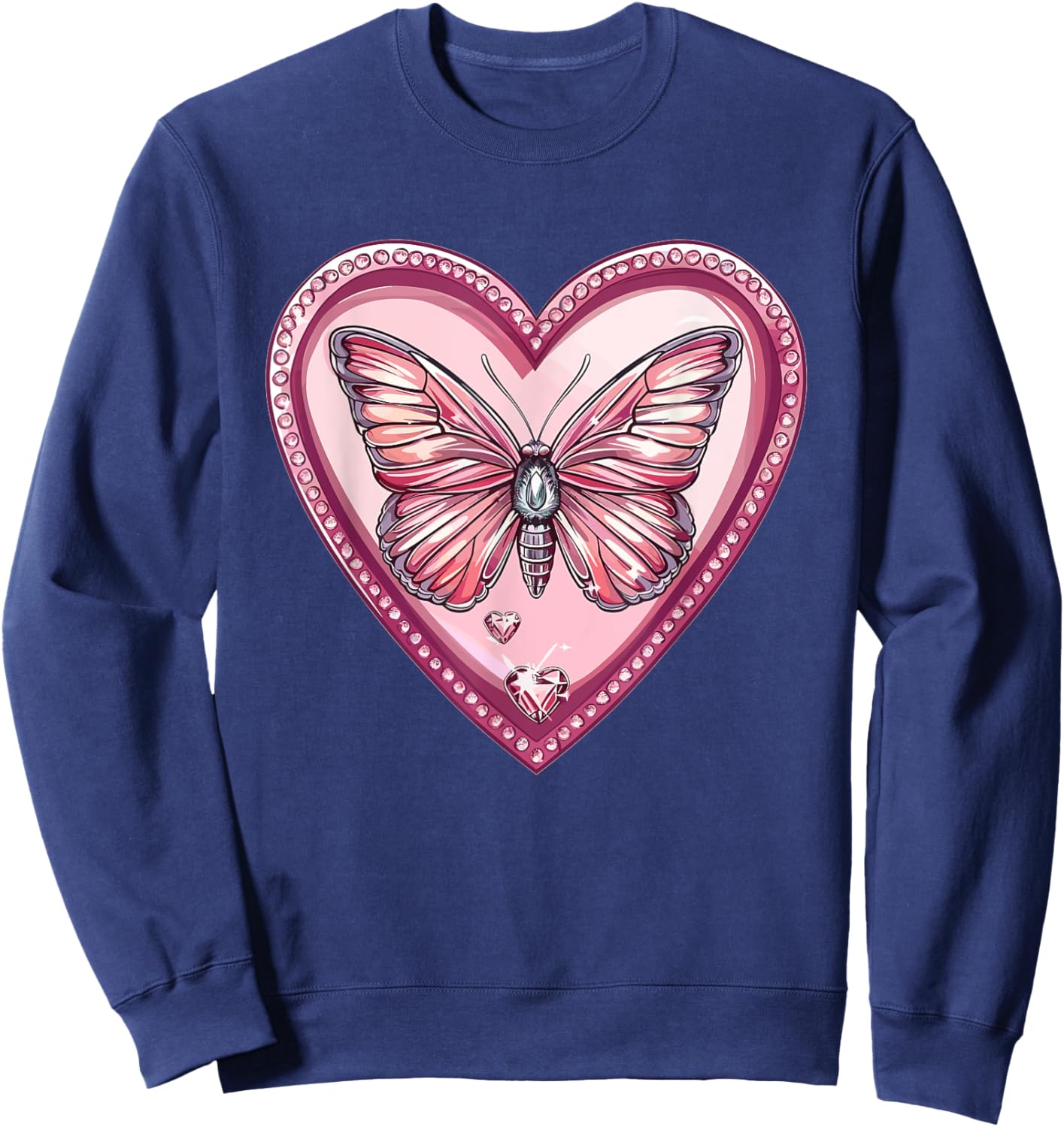 Colorful Butterfly With Heart I Butterfly Sweatshirt - Sweatshirt | Navy
