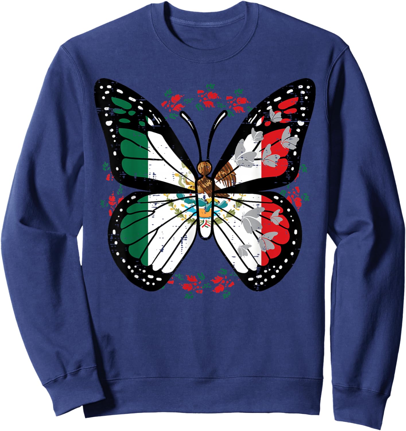 Mexican Independence Day Butterfly Mexico Women Girls Kids Sweatshirt - Sweatshirt | Navy