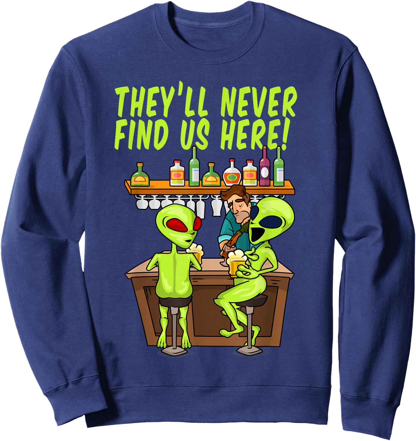 Funny Storm Area 51 Festival Apparel, Alien UFO Hunter Humor Sweatshirt - Sweatshirt | Navy
