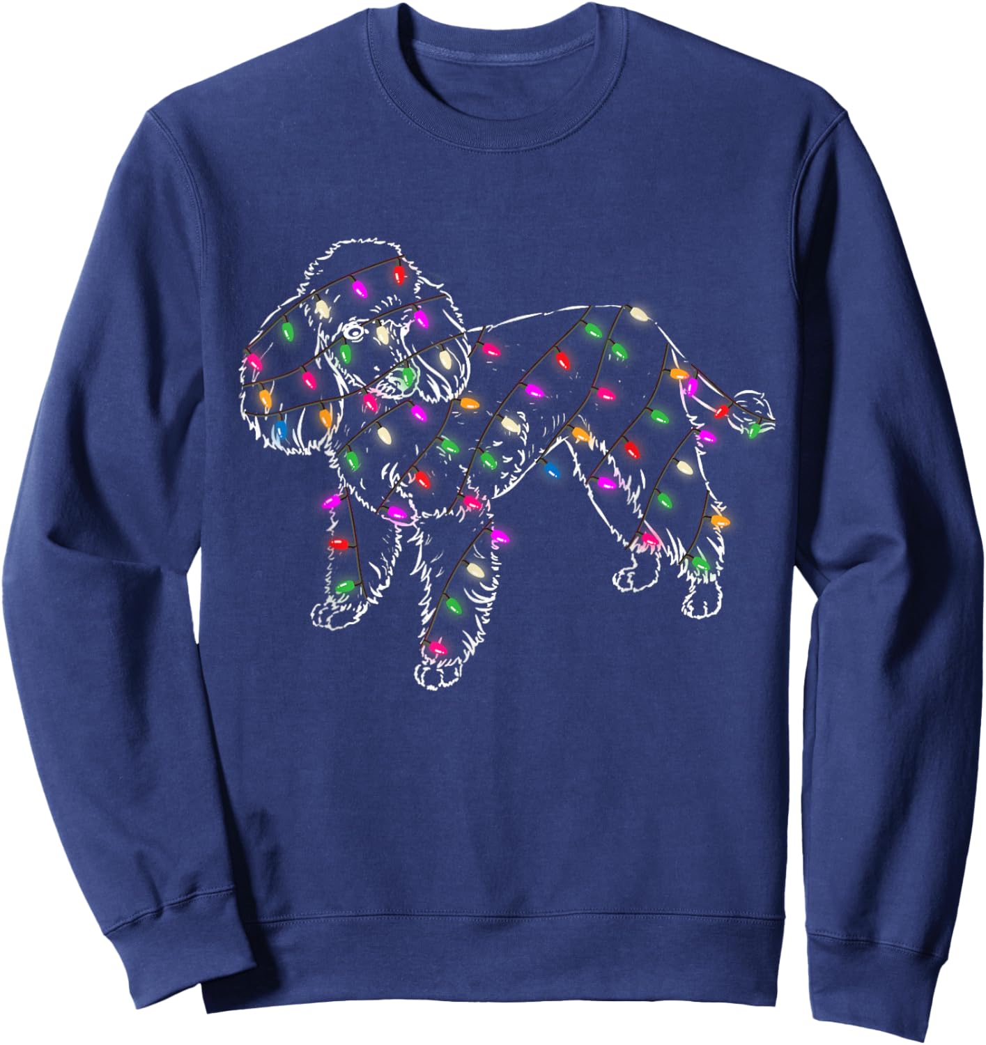 Funny Poodle Dogs Light Christmas Pet Animal Dog Gifts Men Women Kids Sweatshirt - Sweatshirt | Navy