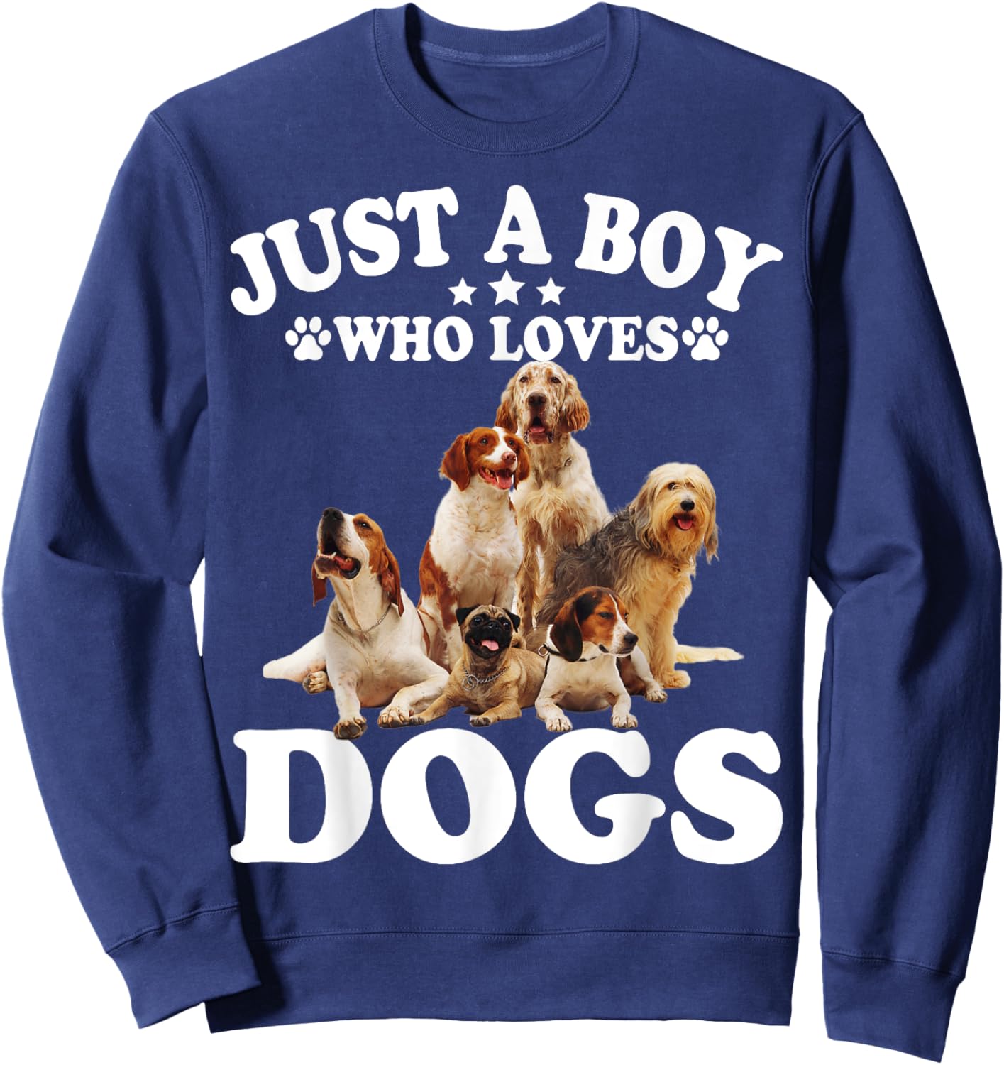 Just A Boy Who Loves Dogs Shirt For Kids Boys Puppies Dogs Sweatshirt - Sweatshirt | Navy