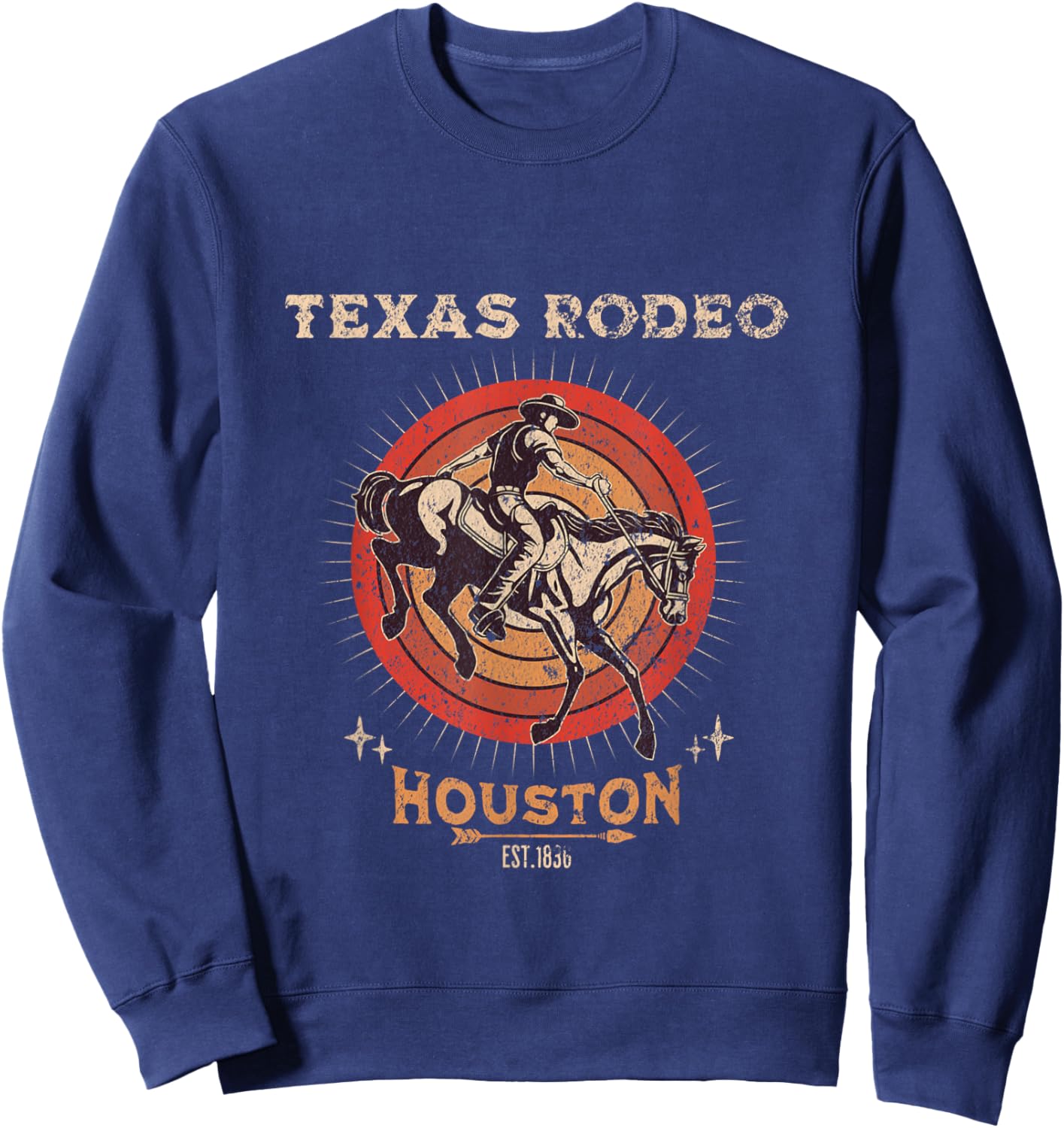 Houston Texas Rodeo Vintage Western Retro Cowboy Sweatshirt - Sweatshirt | Navy