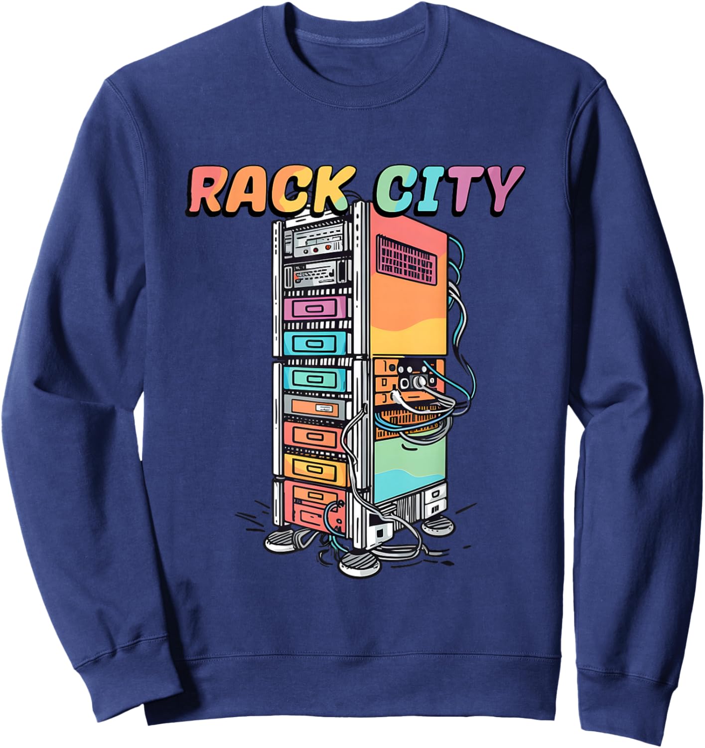 Rack City Network Server Rack - Network Engineer Homelab Sweatshirt - Sweatshirt | Navy