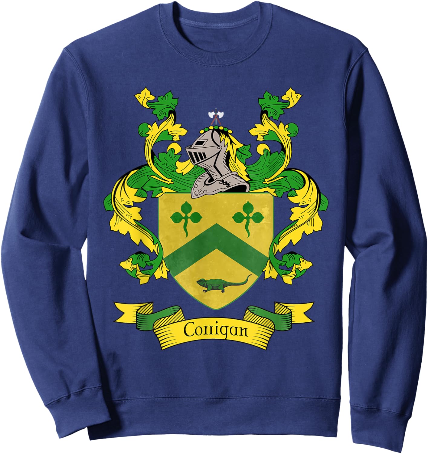 Corrigan Coat of Arms | Corrigan Surname Family Crest Sweatshirt - Sweatshirt | Navy