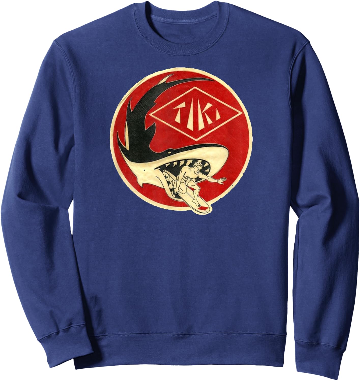 TIKI Surf T Shirt! Watch out for those sharks, dude. Sweatshirt - Sweatshirt | Navy