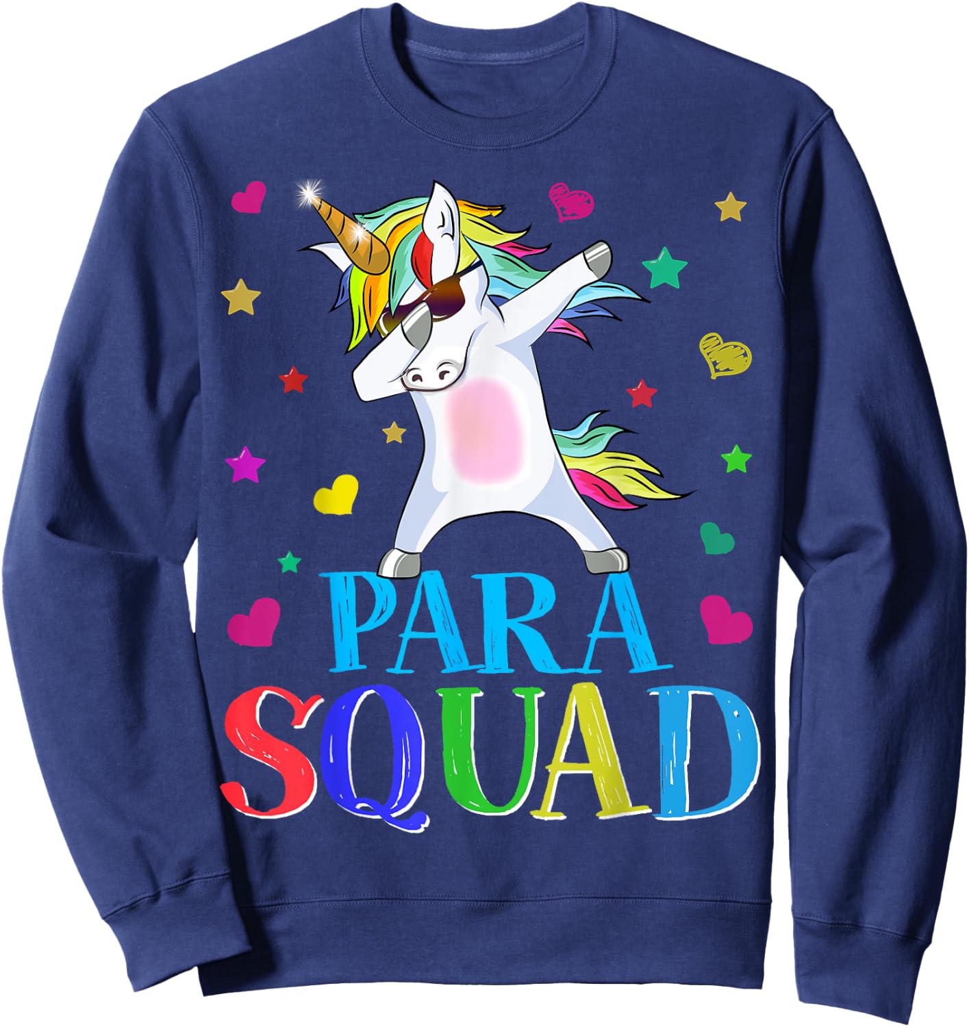 Para Squad Dabbing Unicorn Paraprofessional Teacher Gifts Women Girls Kids Sweatshirt - Sweatshirt | Navy