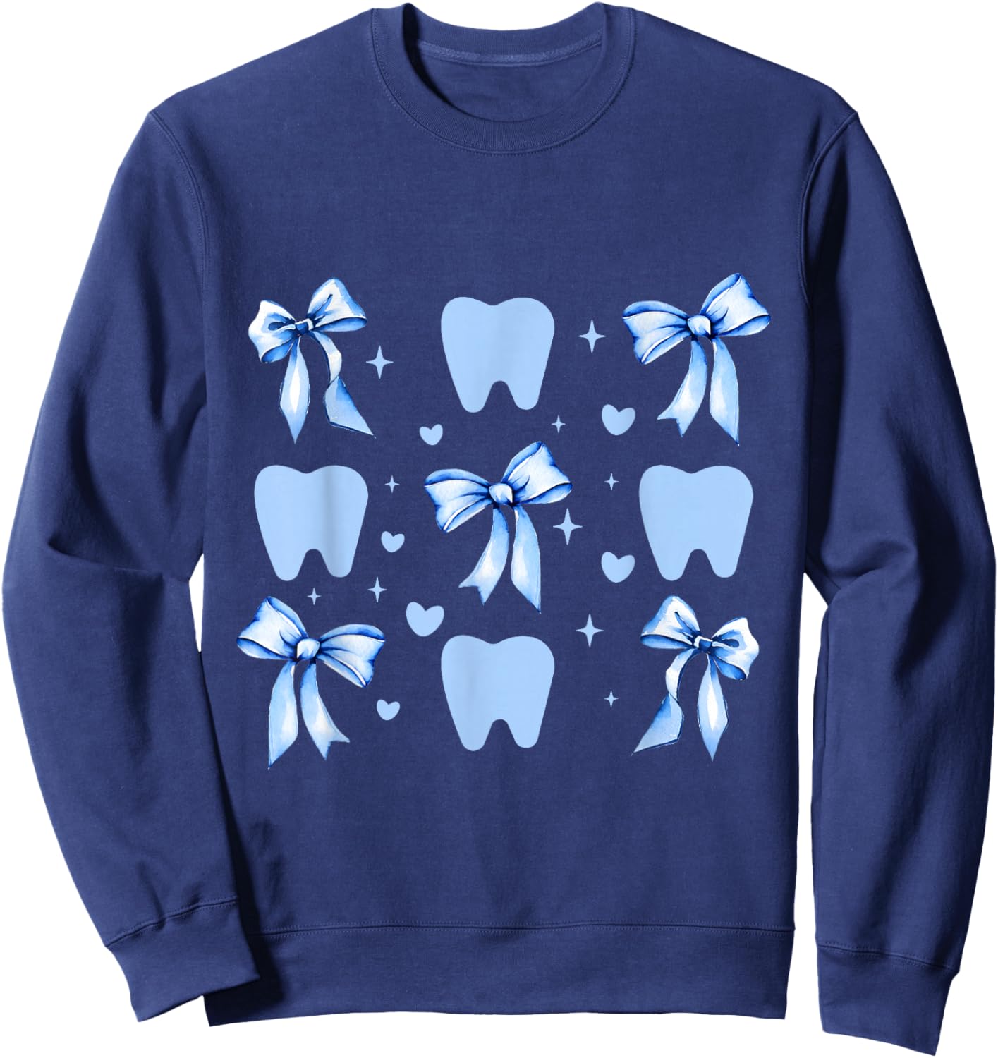 Cute Tooth Dental Assistant Coquette Bow Hygiene Oral RDH Sweatshirt - Sweatshirt | Navy