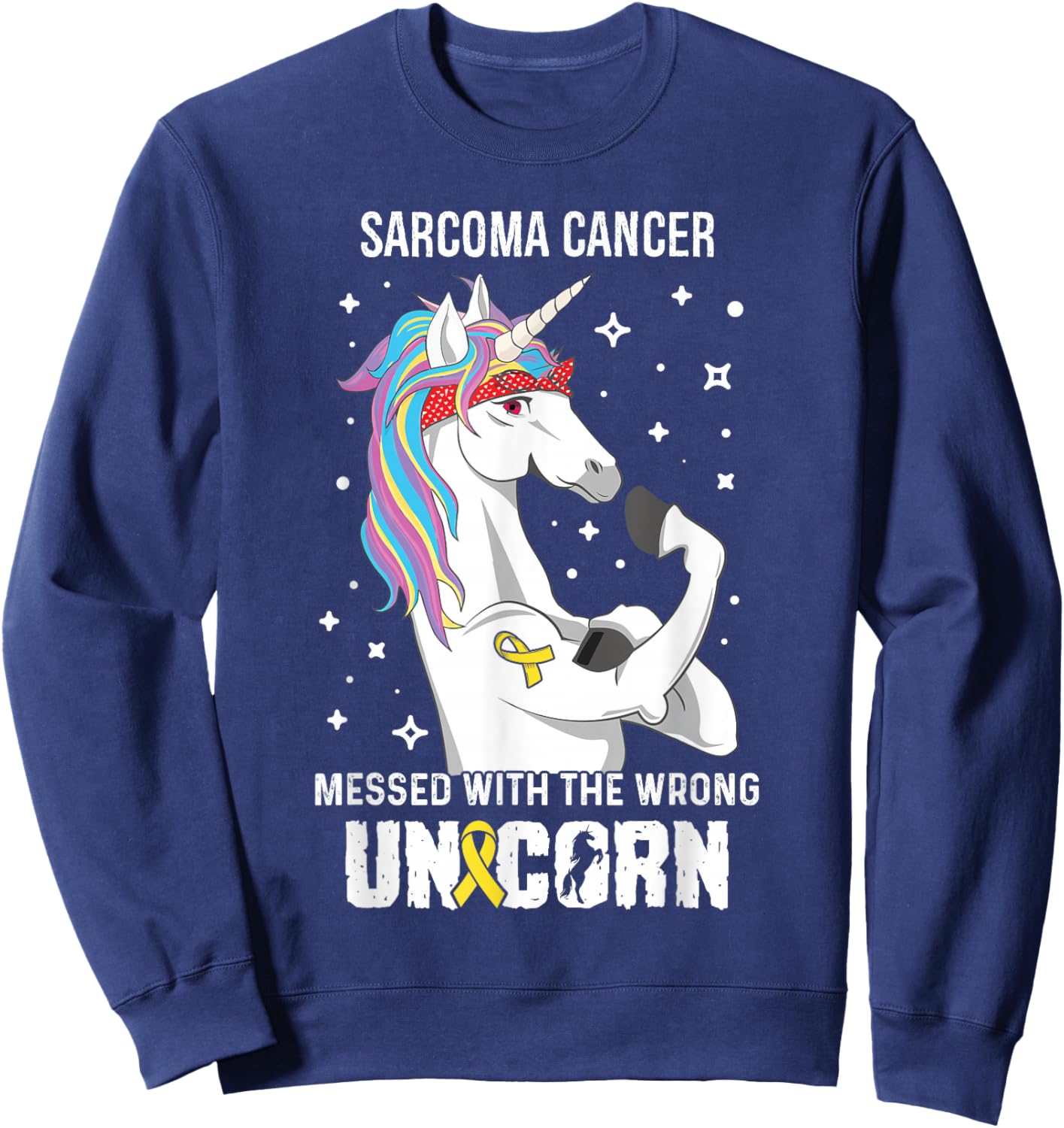 Wrong Unicorn- Sarcoma Cancer Awareness Supporter Ribbon Sweatshirt - Sweatshirt | Navy