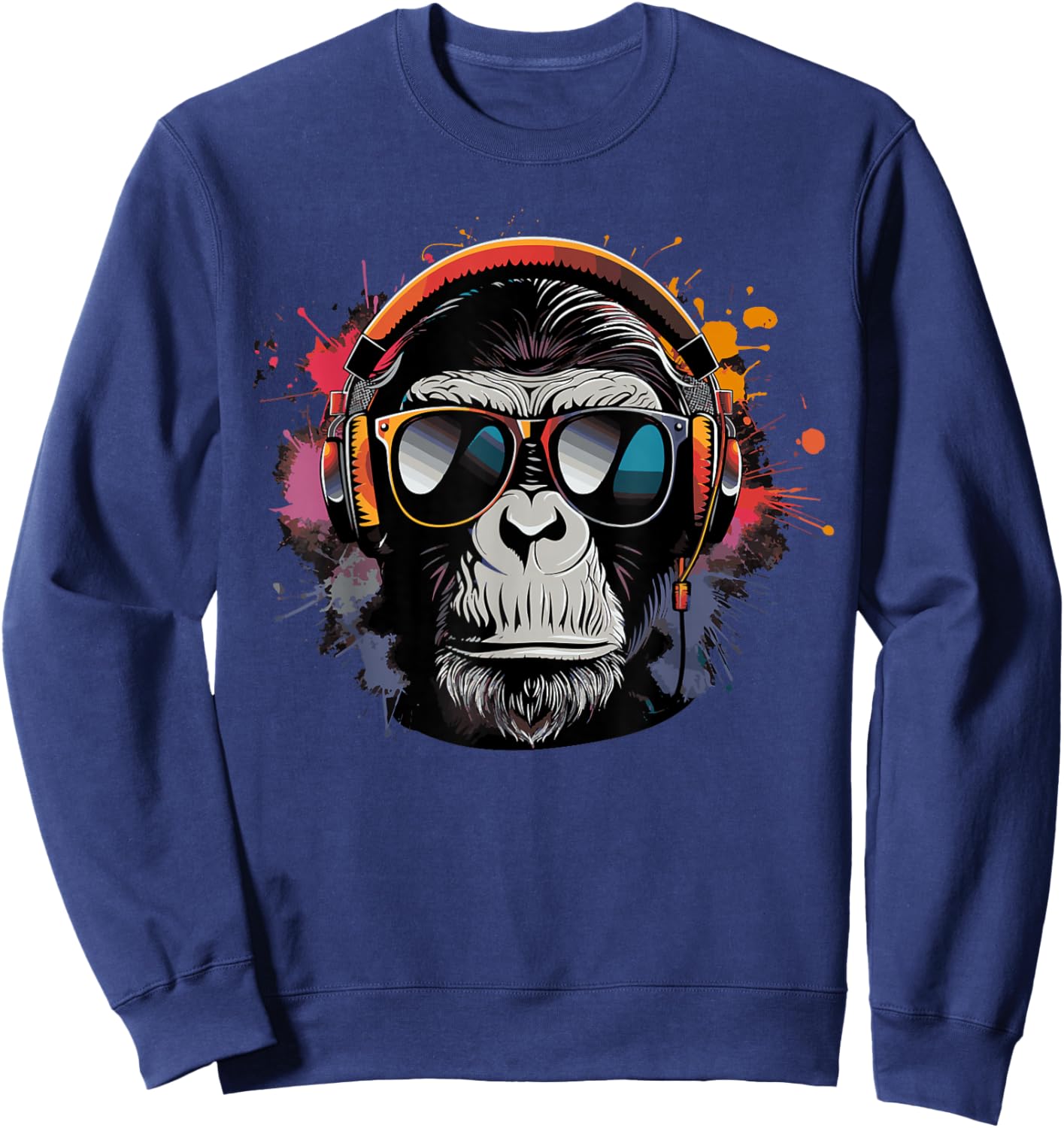 DJ Monkey with Sunglasses DJ Monkey Headphones Sweatshirt - Sweatshirt | Navy