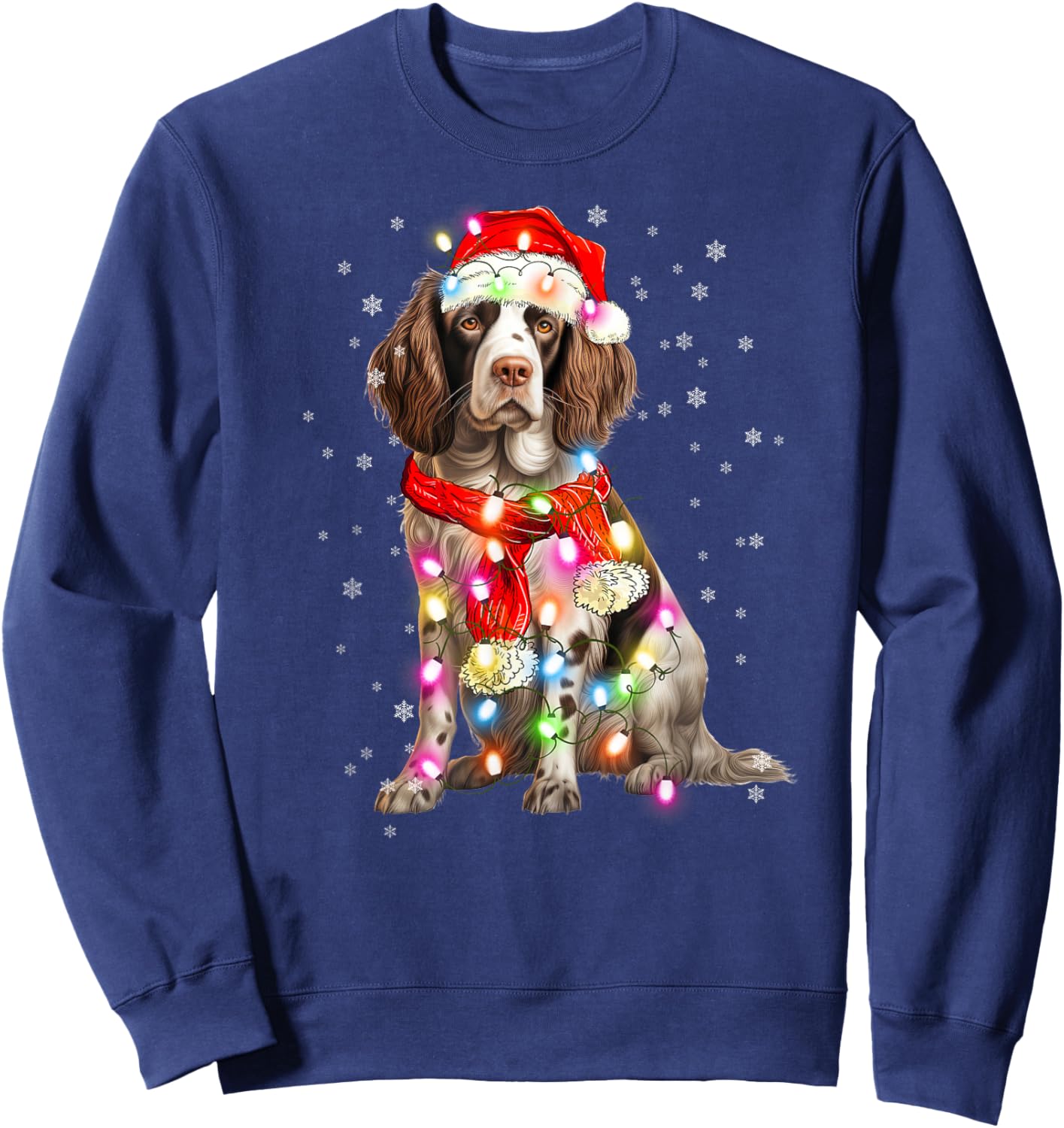 Santa Hat Spaniel English Springer Sweatshirt - Sweatshirt | Navy
