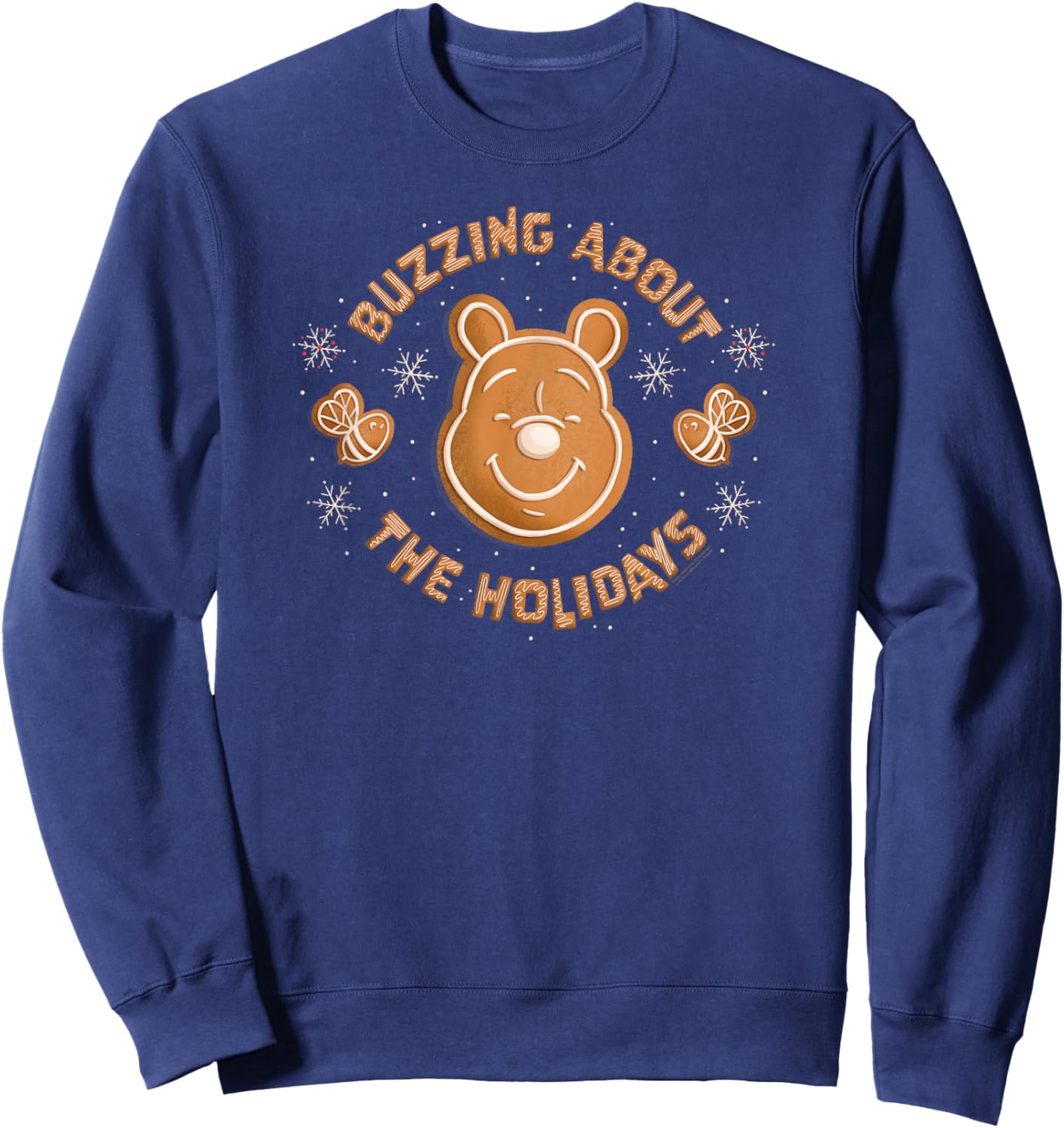 Disney Winnie the Pooh Gingerbread Buzzing About Holidays Sweatshirt - Sweatshirt | Navy