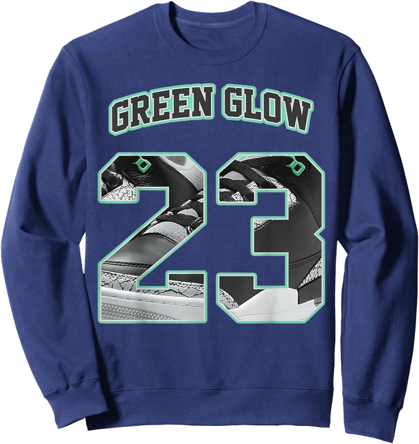 Number 23 Black Green Glow 3s Loser Lover Matching Retro Sweatshirt - Sweatshirt | Navy