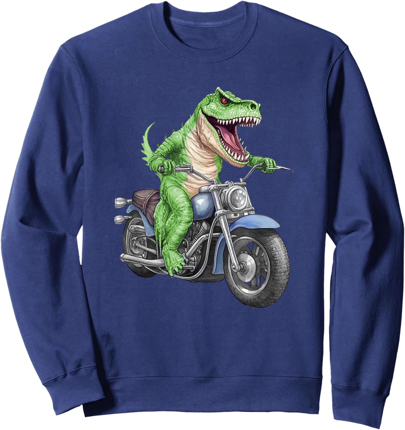 Dinosaur On Motorcycle, Funny, Jokes, Sarcastic Sweatshirt - Sweatshirt | Navy