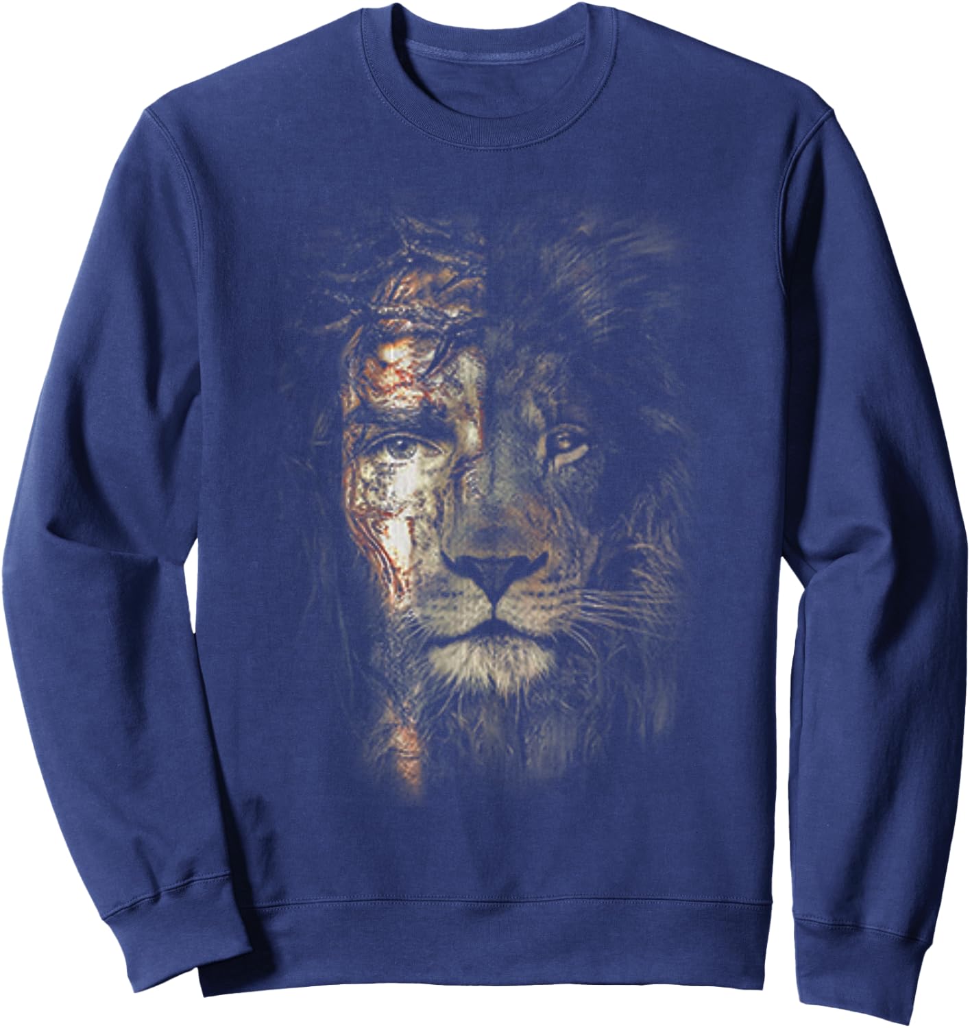 Jesus Lion Christian Cross Religion Lover Sweatshirt - Sweatshirt | Navy