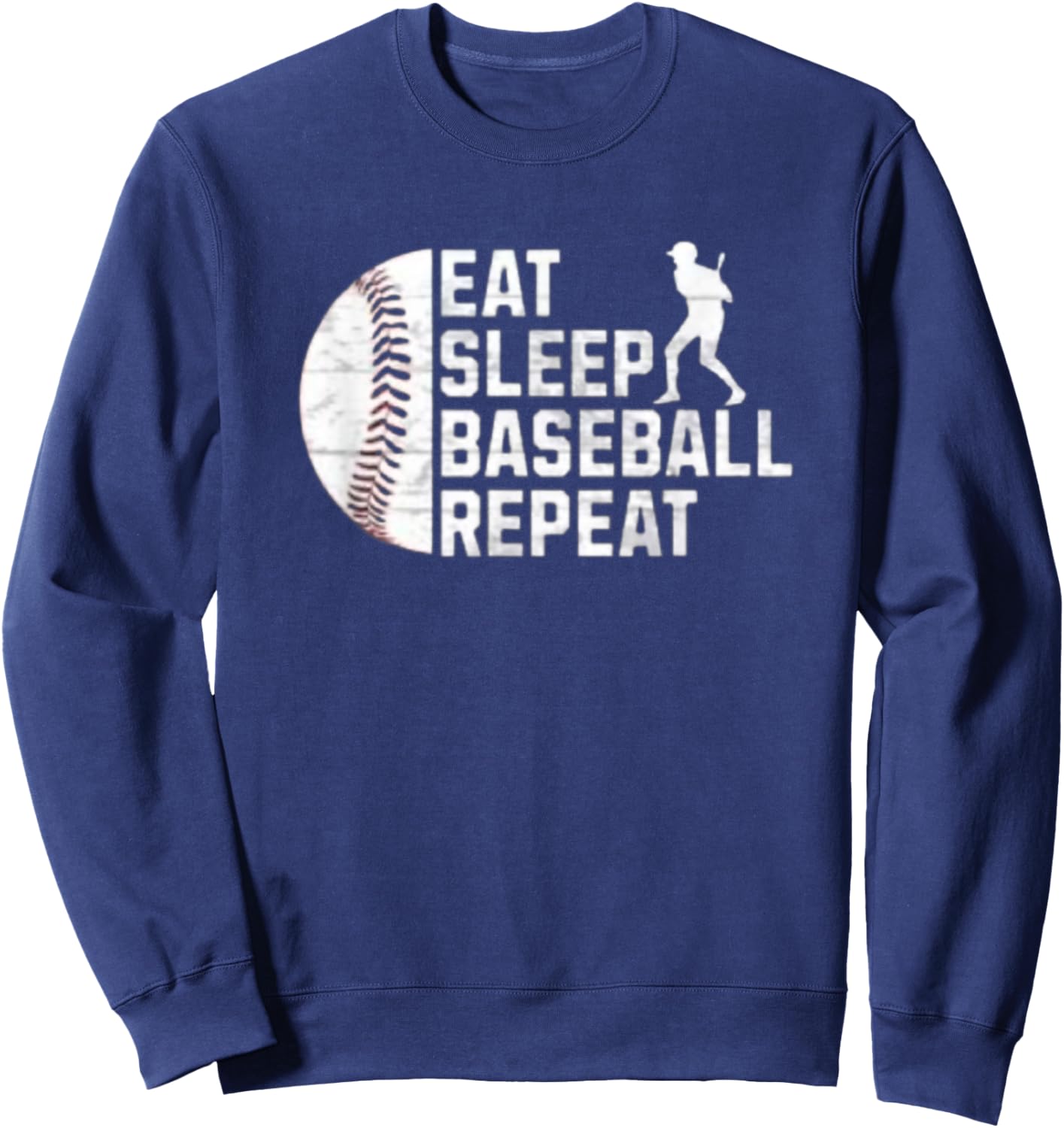 Eat Sleep Baseball Repeat Men Boys Kid Funny Baseball Player Sweatshirt - Sweatshirt | Navy