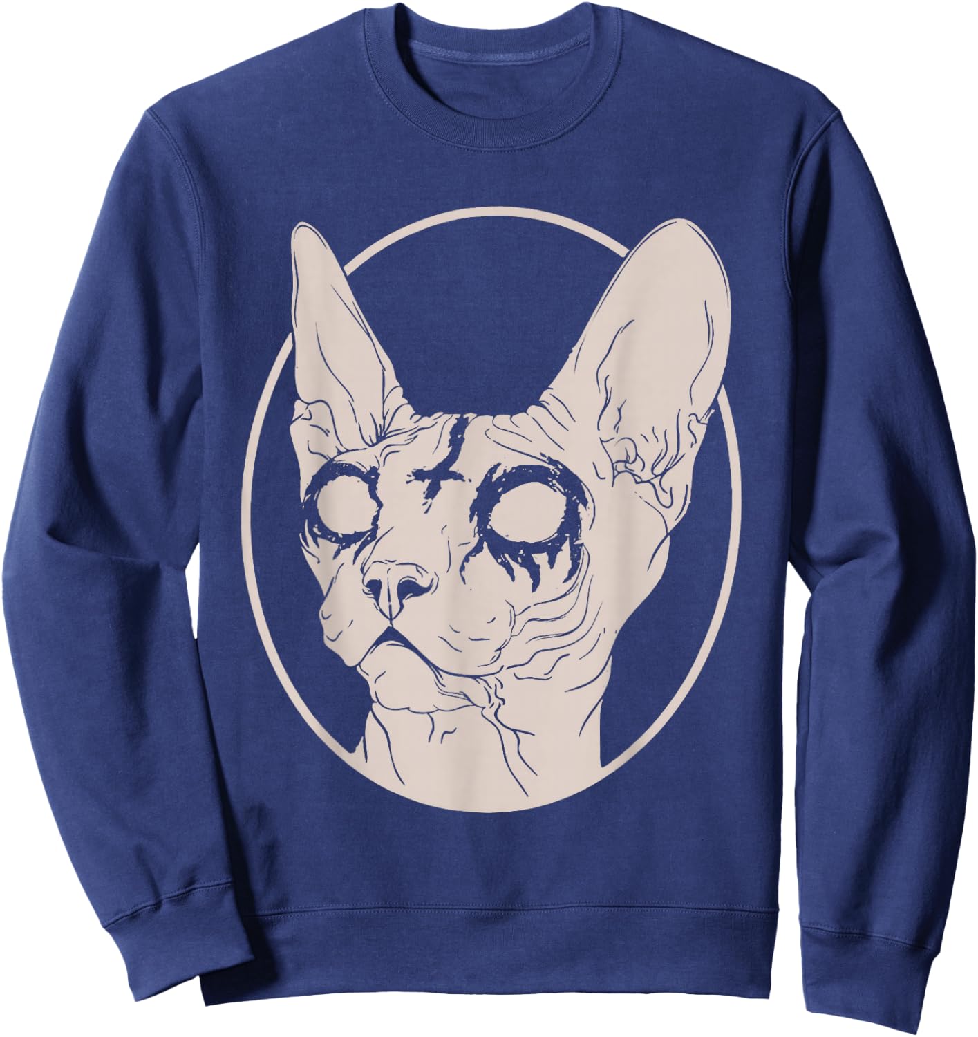 Death Metal Sphynx Cat, Satanic Clothing Women Sweatshirt - Sweatshirt | Navy