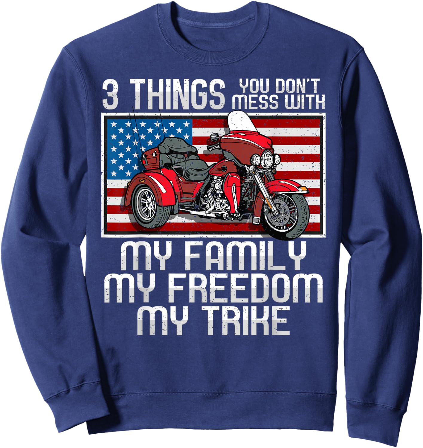 Motorcycle Trike American Biker Rules Sweatshirt - Sweatshirt | Navy