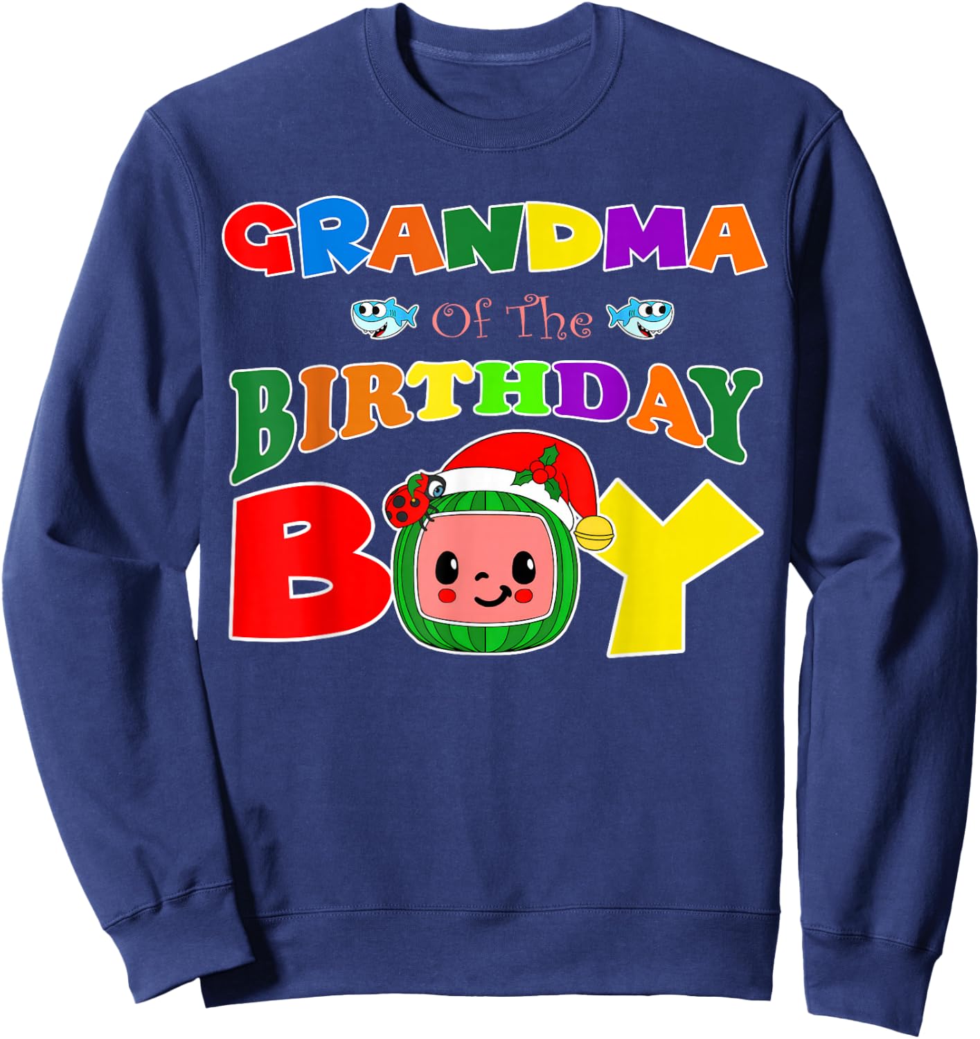 Grandma Of The Birthday Boy Funny Melon Family Matching Sweatshirt - Sweatshirt | Navy