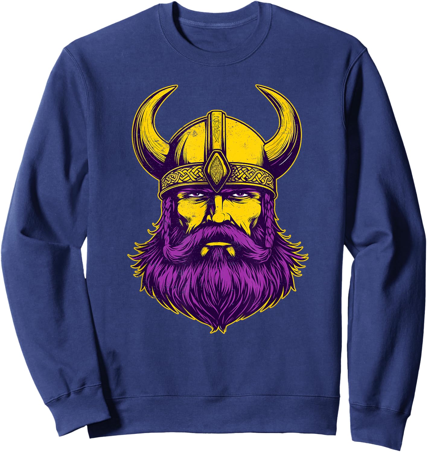 Viking Warrior Helmet Men Distressed Nordic Viking Purple Sweatshirt - Sweatshirt | Navy