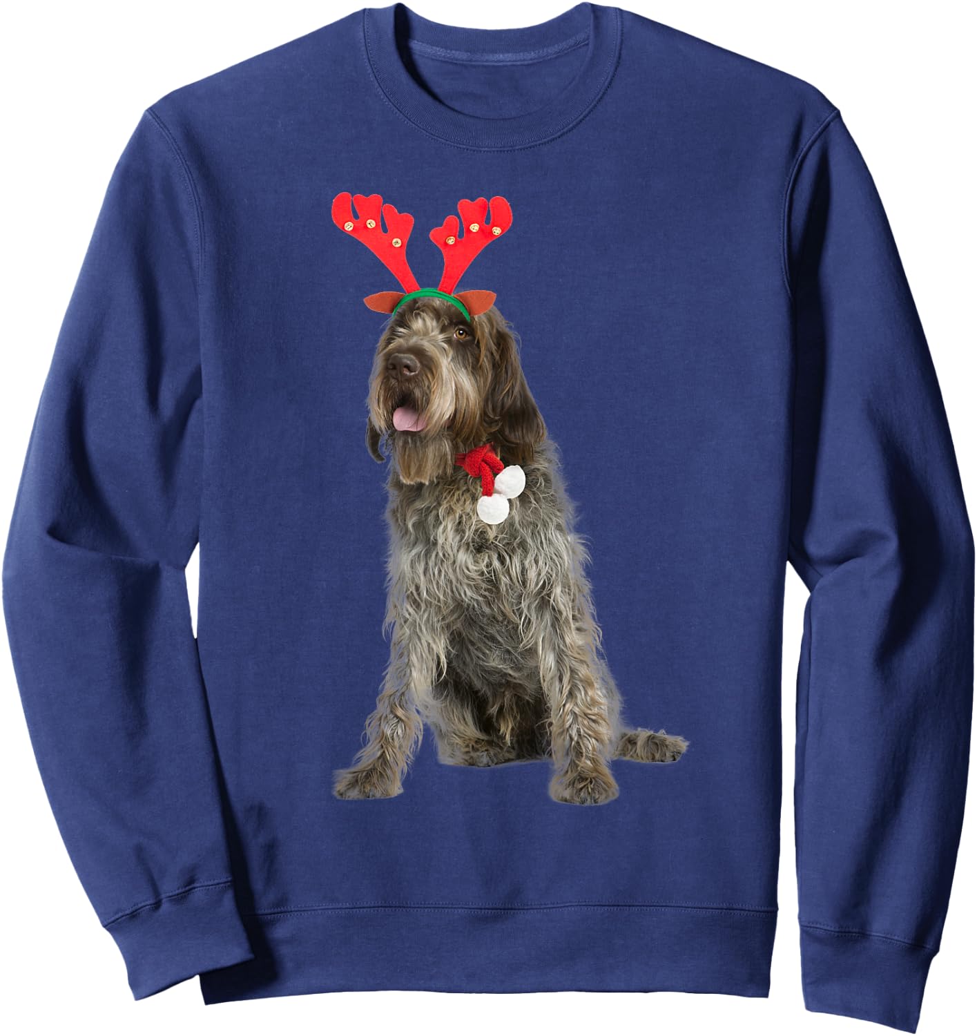 Wirehaired Pointing Griffon Reindeer Christmas Dog Men Women Kids Sweatshirt - Sweatshirt | Navy