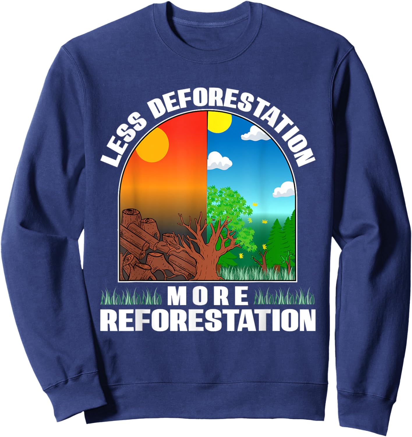 Rainforest Deforestation Wood Trees Air Oxygen Wildlife Soil Sweatshirt - Sweatshirt | Navy