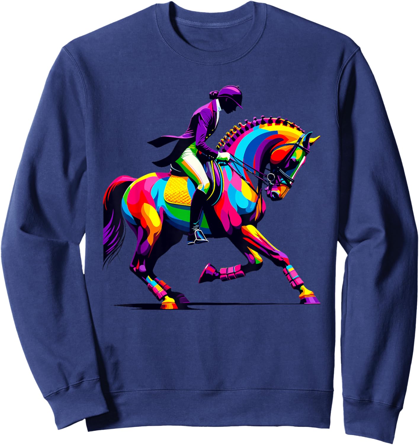 Colorful Pop Art Dressage Horseback Riding Equestrian Horse Sweatshirt - Sweatshirt | Navy