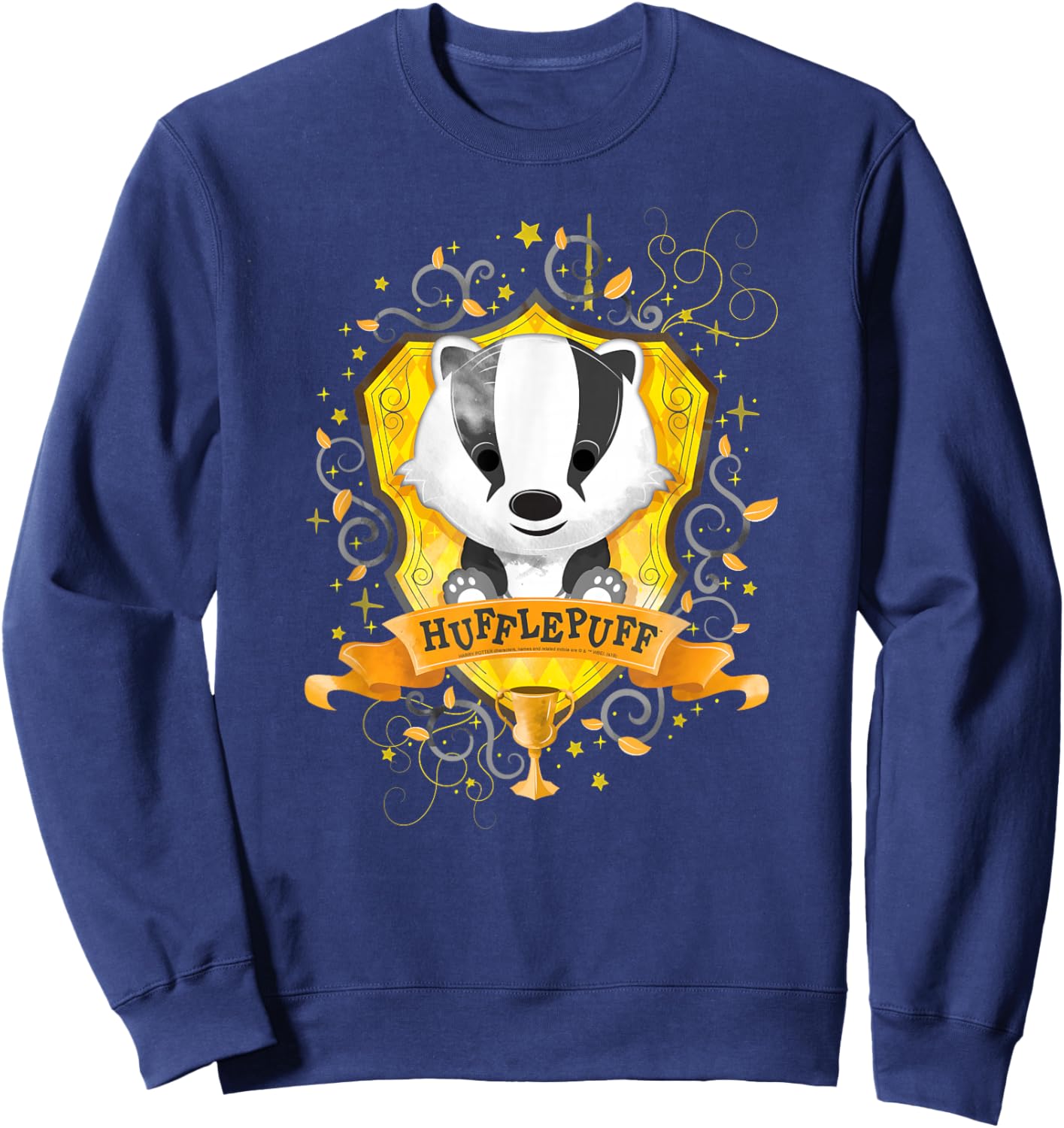 Harry Potter Watercolor Hufflepuff Crest Sweatshirt - Sweatshirt | Navy