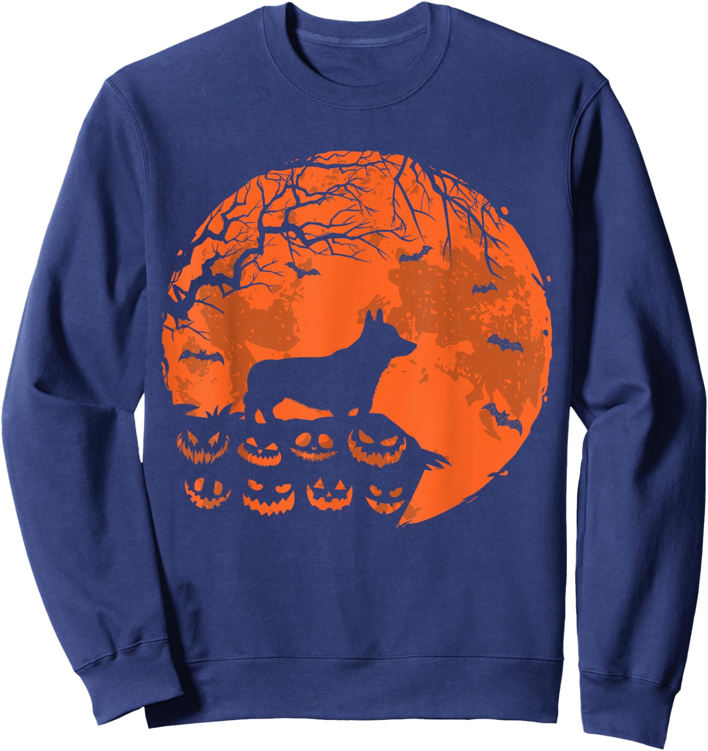 Corgi And Moon Halloween Costume Funny Dog Lover Sweatshirt - Sweatshirt | Navy