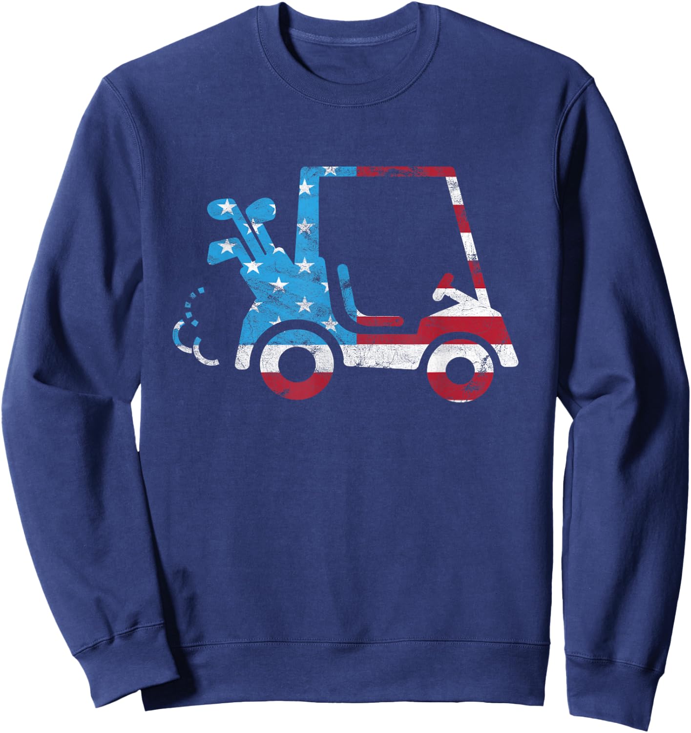 Golf Cart American Flag - Patriotic Golfer Sweatshirt - Sweatshirt | Navy