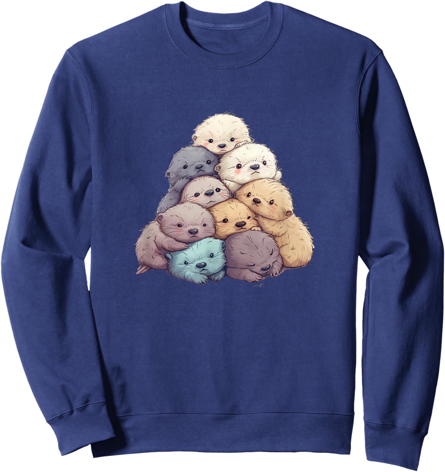 Cute Kawaii Pastel Otter Boys Girls Kids Sweatshirt - Sweatshirt | Navy
