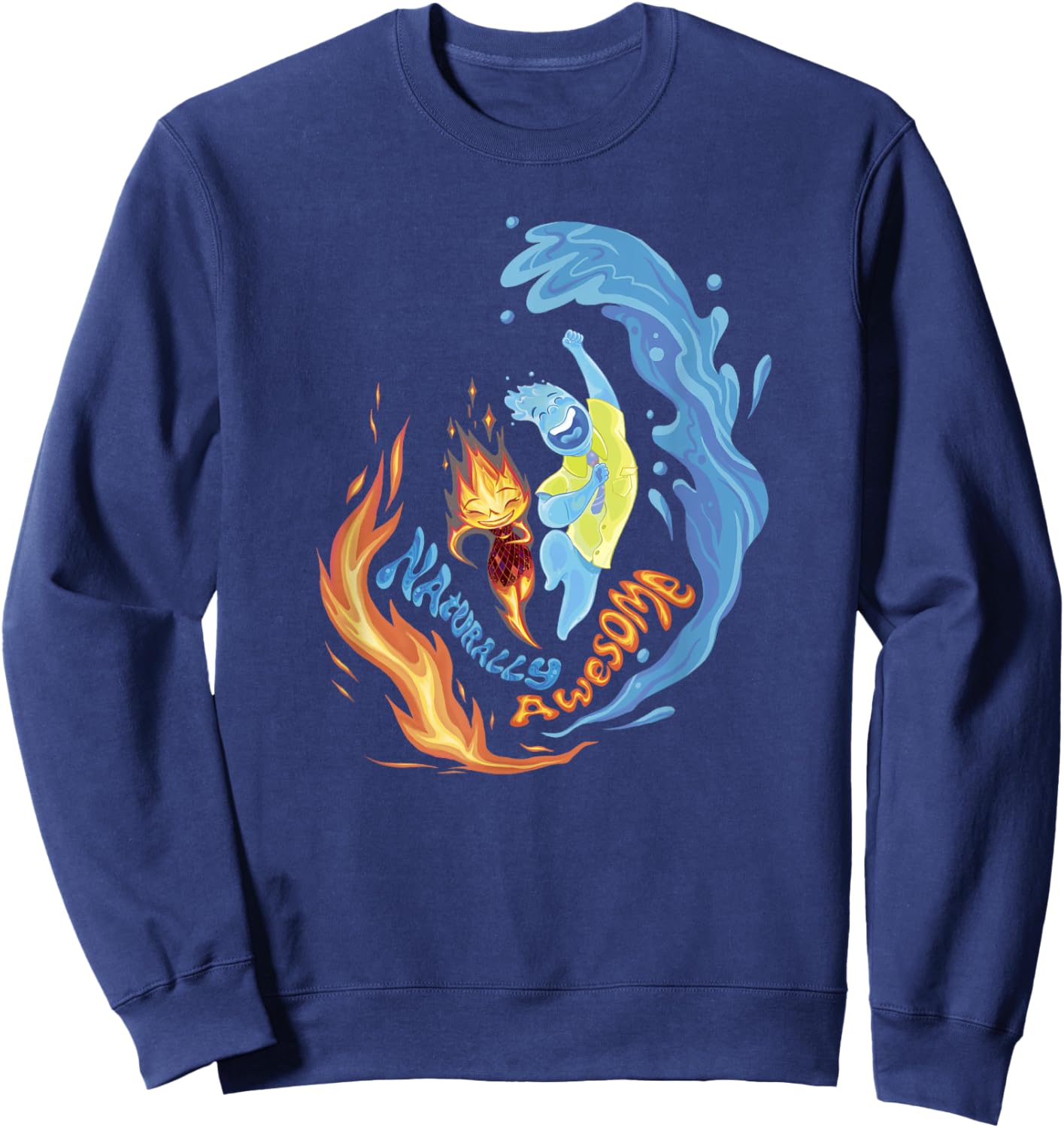 Disney Pixar Elemental Naturally Awesome Ember & Wade Shot Sweatshirt - Sweatshirt | Navy