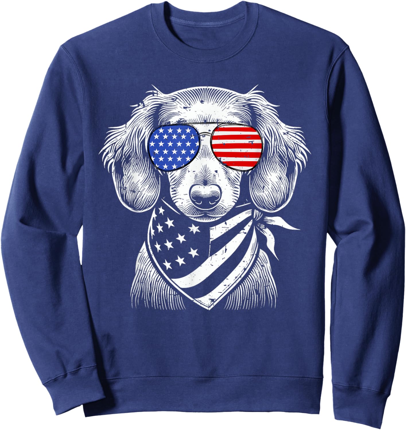 Dachshund Wiener Dog Patriotic 4th of July American US Flag Sweatshirt - Sweatshirt | Navy
