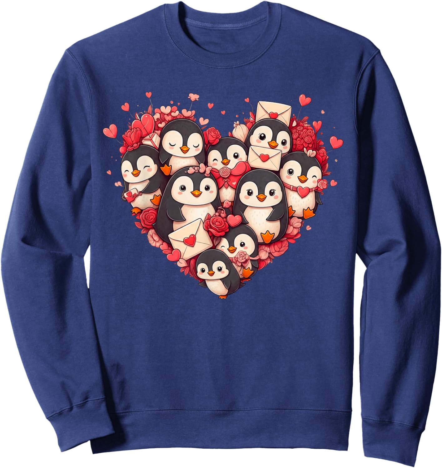 Funny Penguin Heart Valentine Penguin Kids Sweatshirt - Sweatshirt | Navy