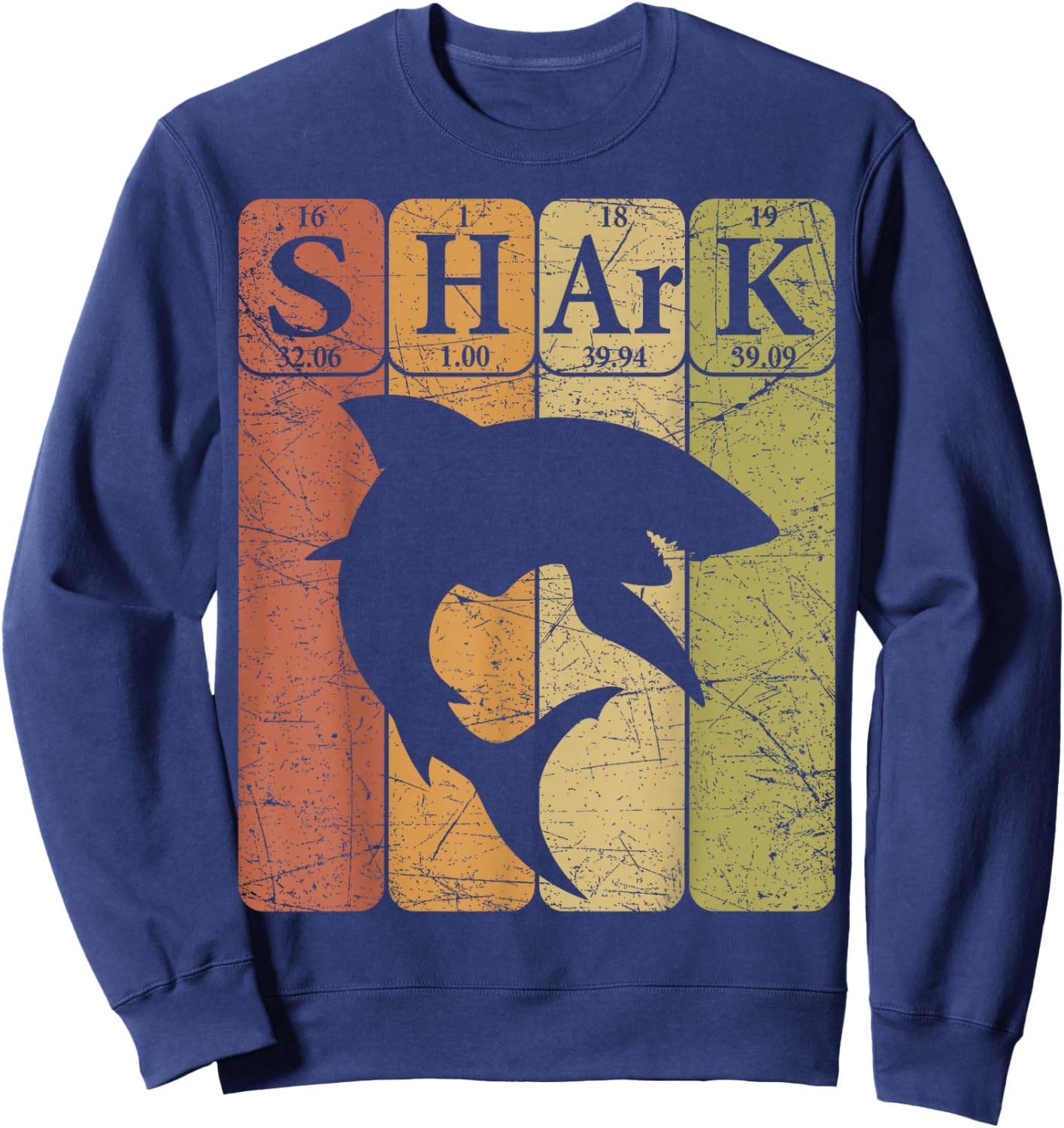 Shark Periodic Table Elements Retro Shark Selachimorphaphile Sweatshirt - Sweatshirt | Navy