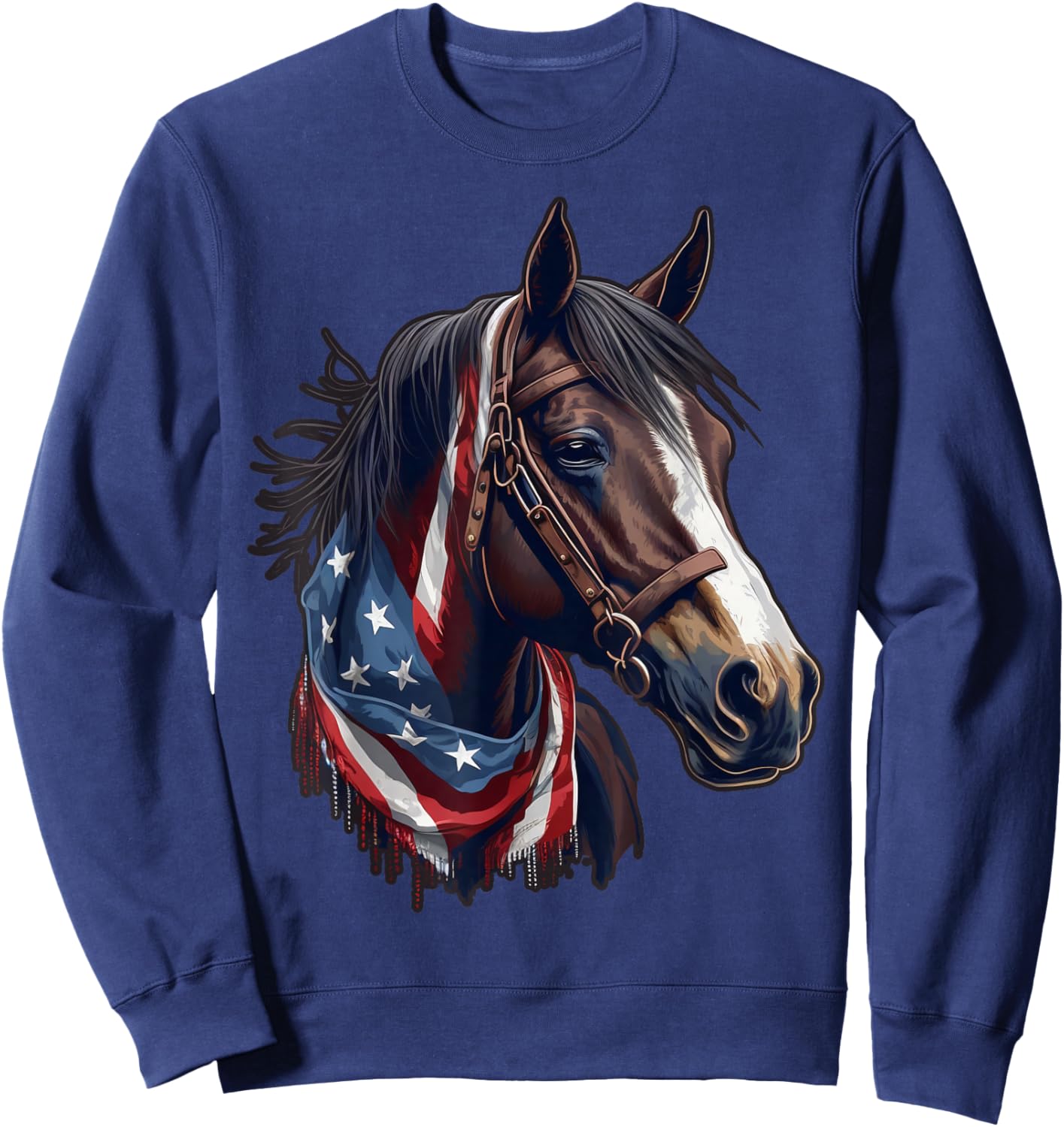 USA 4th Of July Horse on Patriotic American Horse Sweatshirt - Sweatshirt | Navy